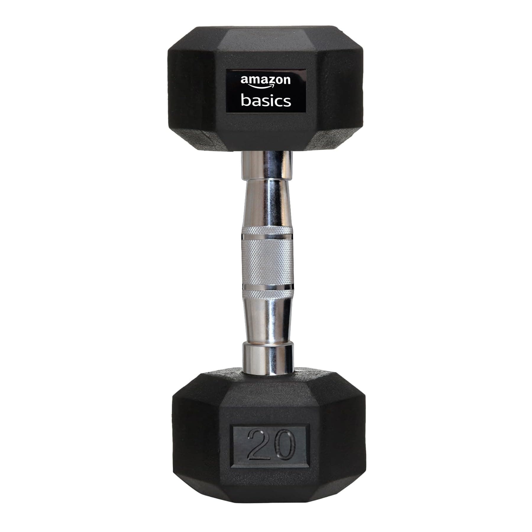 amazon basics Rubber Encased Hex Dumbbell Weight Set Of 1, 20 Kg,Black
