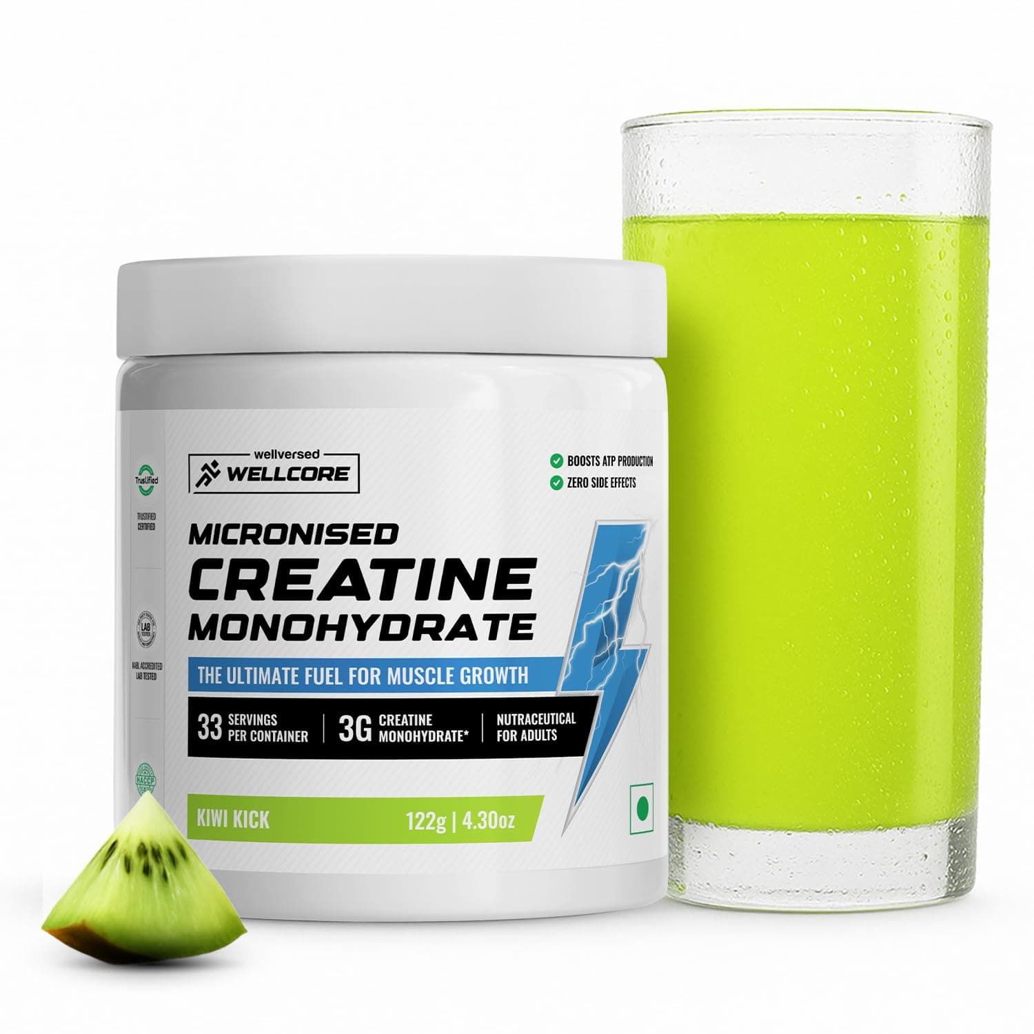 Wellcore Pure Micronised Creatine Powder (33 Servings, Kiwi Kick)