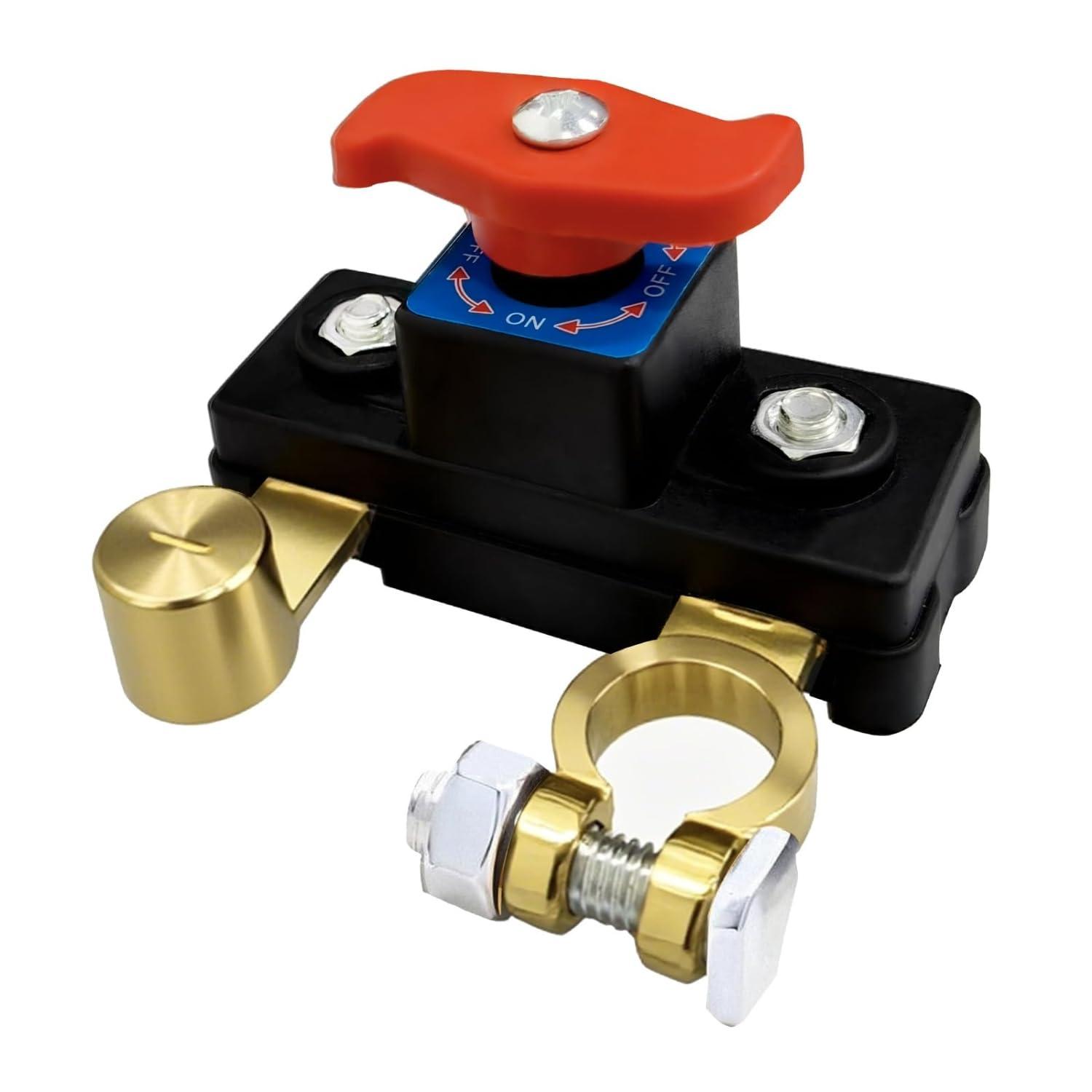 Flavizo Car Battery Cut Off Switch | 12V/24V Power Disconnect Rotary Knob | High Conductivity (Check Terminal Size & Cable Slack)