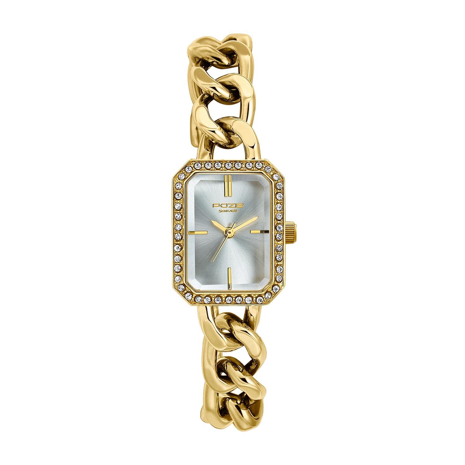 Sonata Poze 7 Analog Silver Dial Silver Brass Strap Watch for Women - SP80157YM01