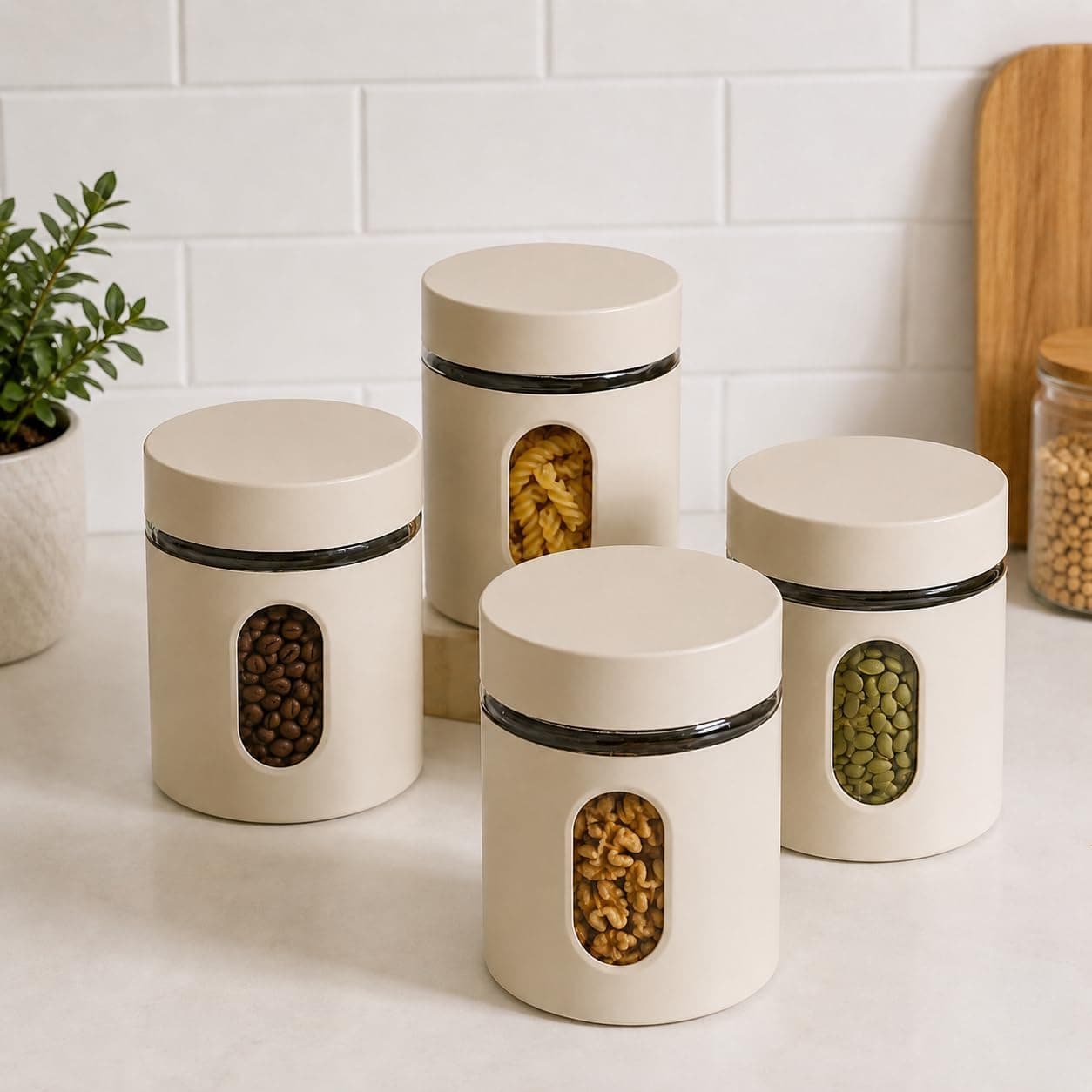 SR (Pack of 2) Oval Window Plastic Storage Container | Airtight Kitchen Storage Containers | Containers for Kitchen Storage with Window for Snacks, Dry Fruits, Tea & Coffee (Multicolor)(500ml)