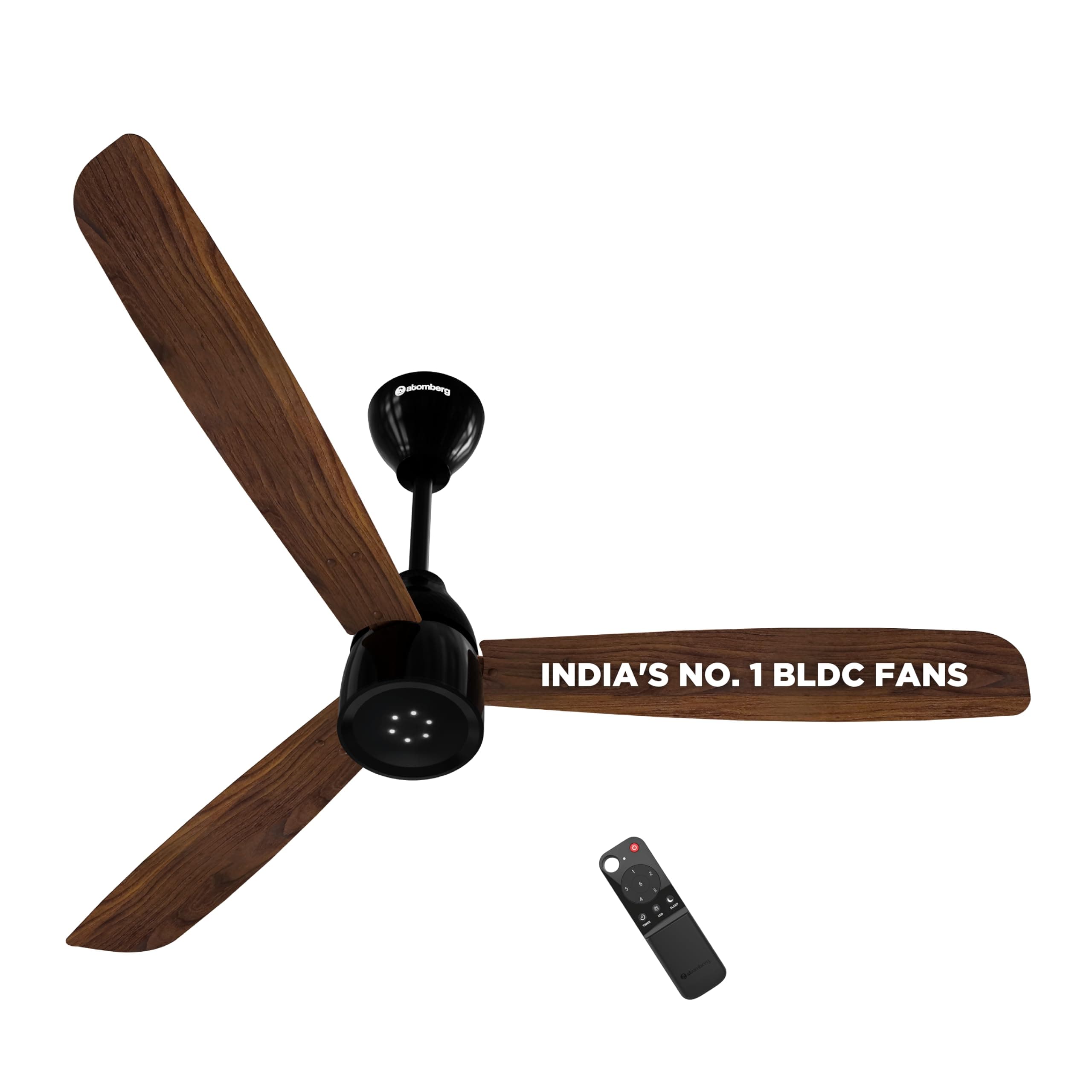 atomberg Renesa Enzel 1200mm BLDC Ceiling Fan with Remote | 5 star | Advance Air+ Technology | LED Speed Indicator | Low Noise | Sleek Design | Power Saving | 3 Year Warranty | Dark Walnut