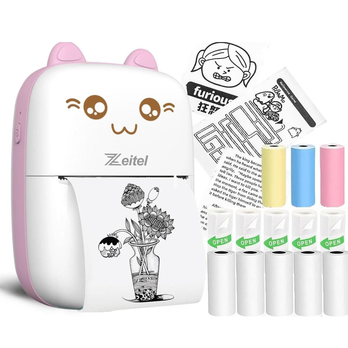 ZEITEL Mini Bluetooth Thermal Printer, Portable Label Printer