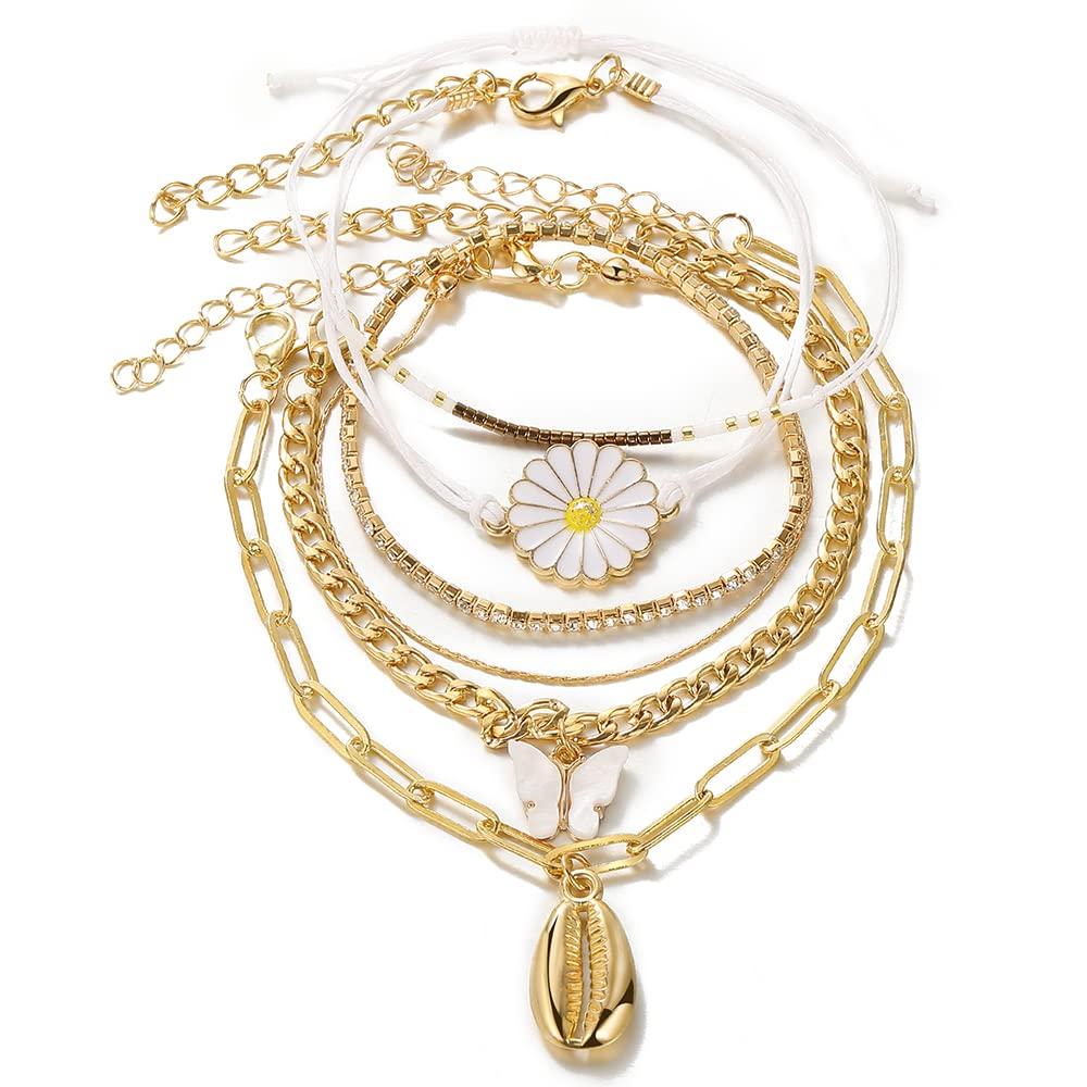 Shining Diva Fashion Latest Stylish Multilayer Charm Bracelet for Women and Girls (14694b) Set of 6