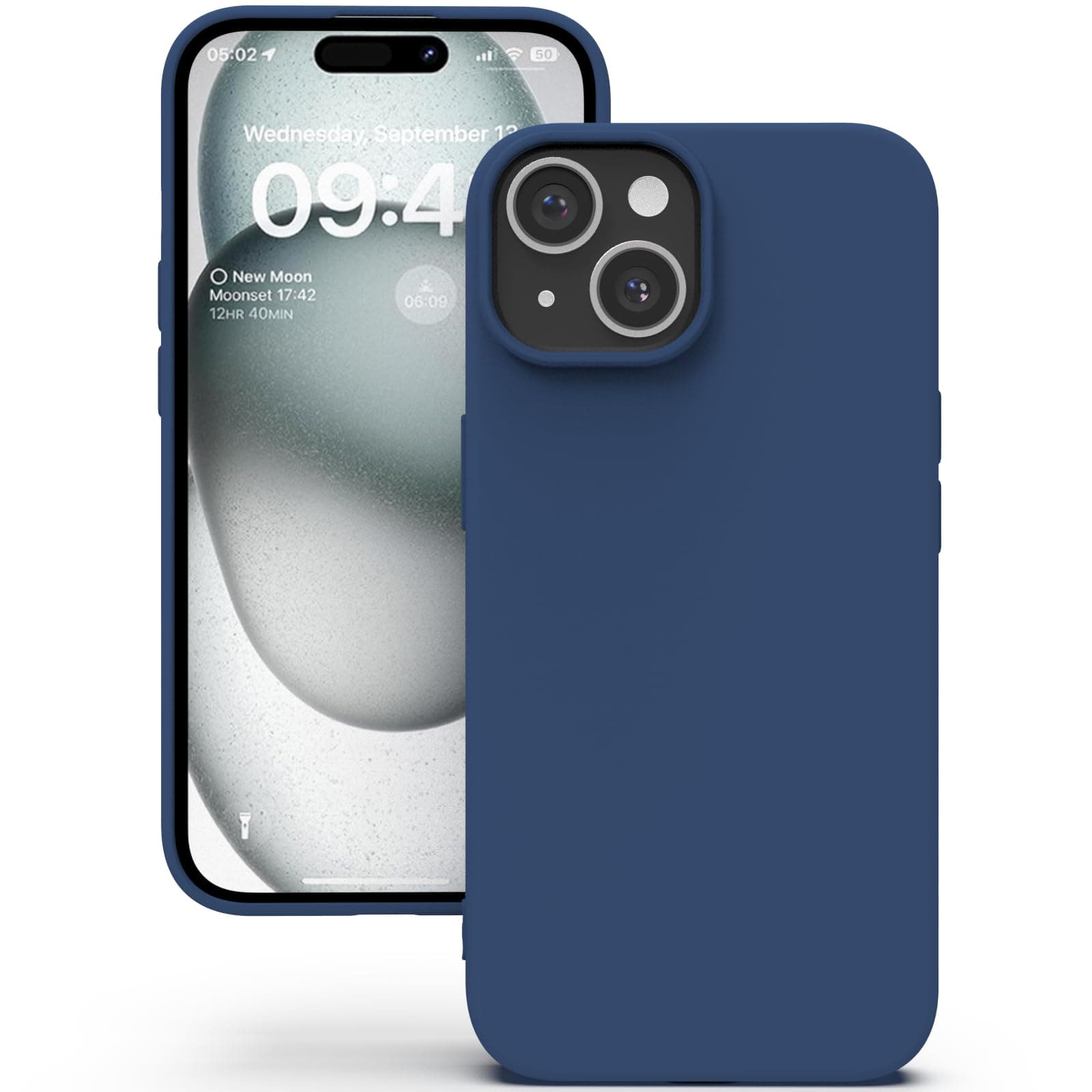 YATWIN Silicone Back Case for iPhone 15 Plus, Soft-Touch Phone Back Cover for Apple iPhone 15 Plus - Dark Blue