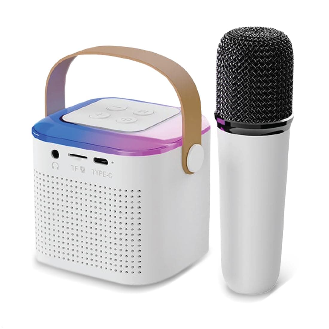 Wembley Bluetooth Karaoke Set with Mic & Speaker | Fun Musical Toy for Kids for Singing | Ideal for Parties, Picnics & Travel Entertainment (White, Bucket Style)