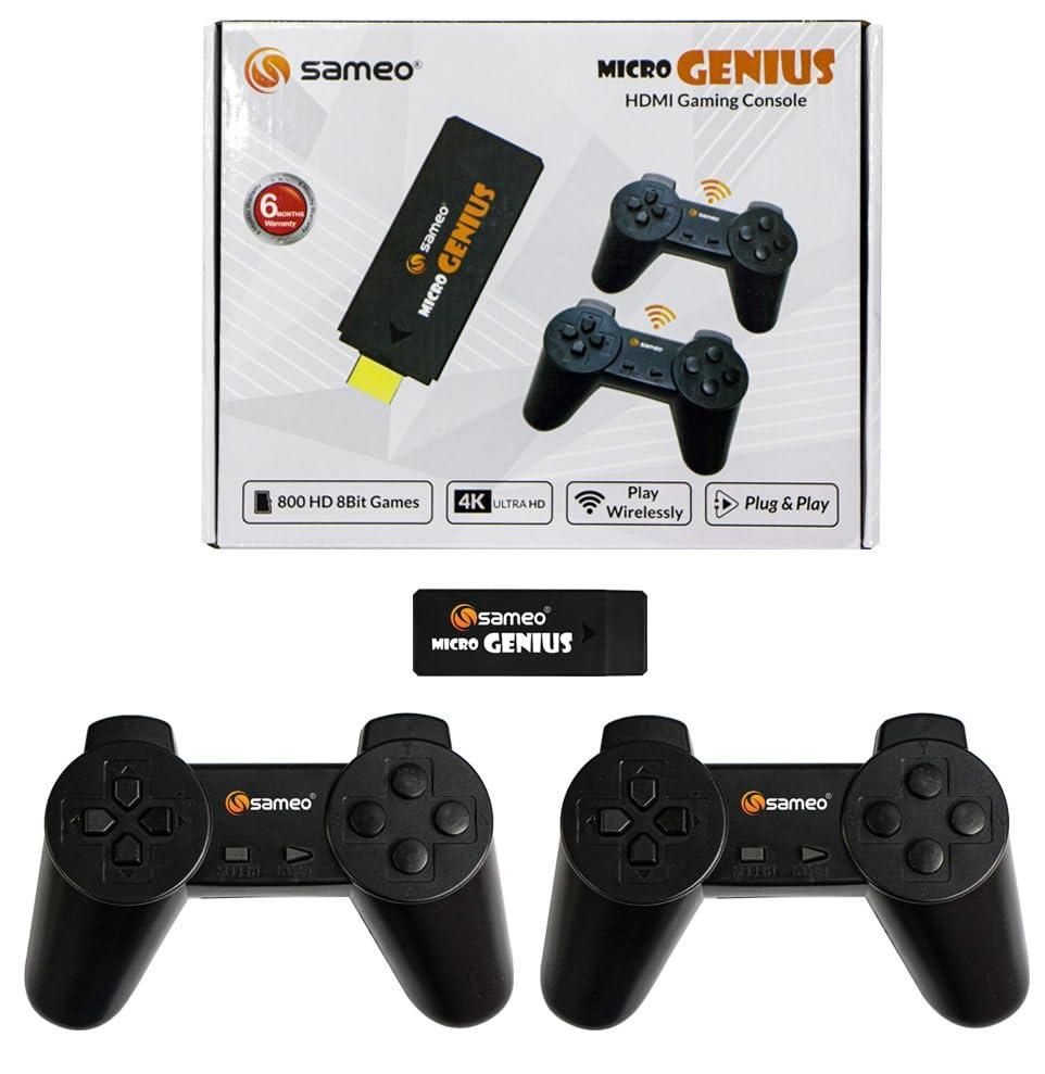 Sameo Micro Genius 8 Bit HDMI Gaming Console for Kids with 800 Built in 1 Classic HD Games Toy Birthday Gift for Boys Girls - Black