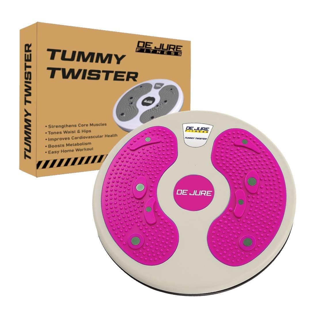 De Jure Fitness Tummy Twister & Abs Trimmer | Exercise Roller & Waist Shaper for Men & Women | Non-Slip Home Workout Equipment for Weight Loss & Core Training (Pink)