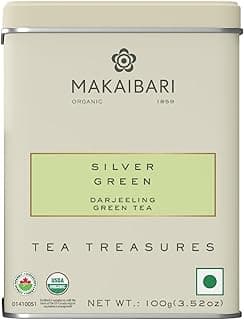 Makaibari Tea Treasures Silver Green Darjeeling Green Tea | 100 gm Tin Caddy | Premium Loose-Leaf Tea | Single Estate | Antioxidant Rich | Refreshing & Natural Flavour | Metabolism Booster