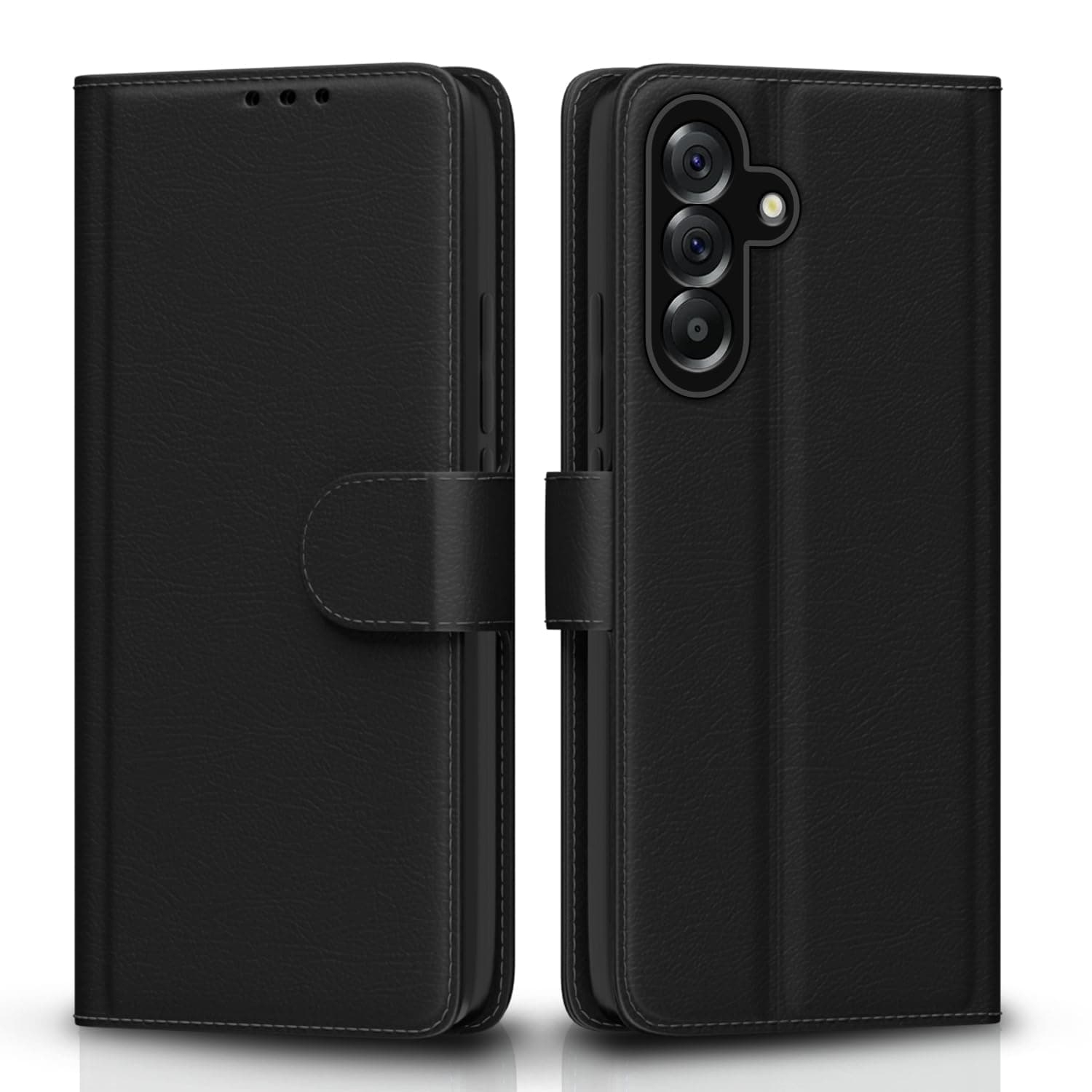 Pikkme Flip Cover for Samsung Galaxy A56 5G | Leather Finish | Shockproof with Card Pockets & Wallet Stand | Ultimate Protection Case(Black)