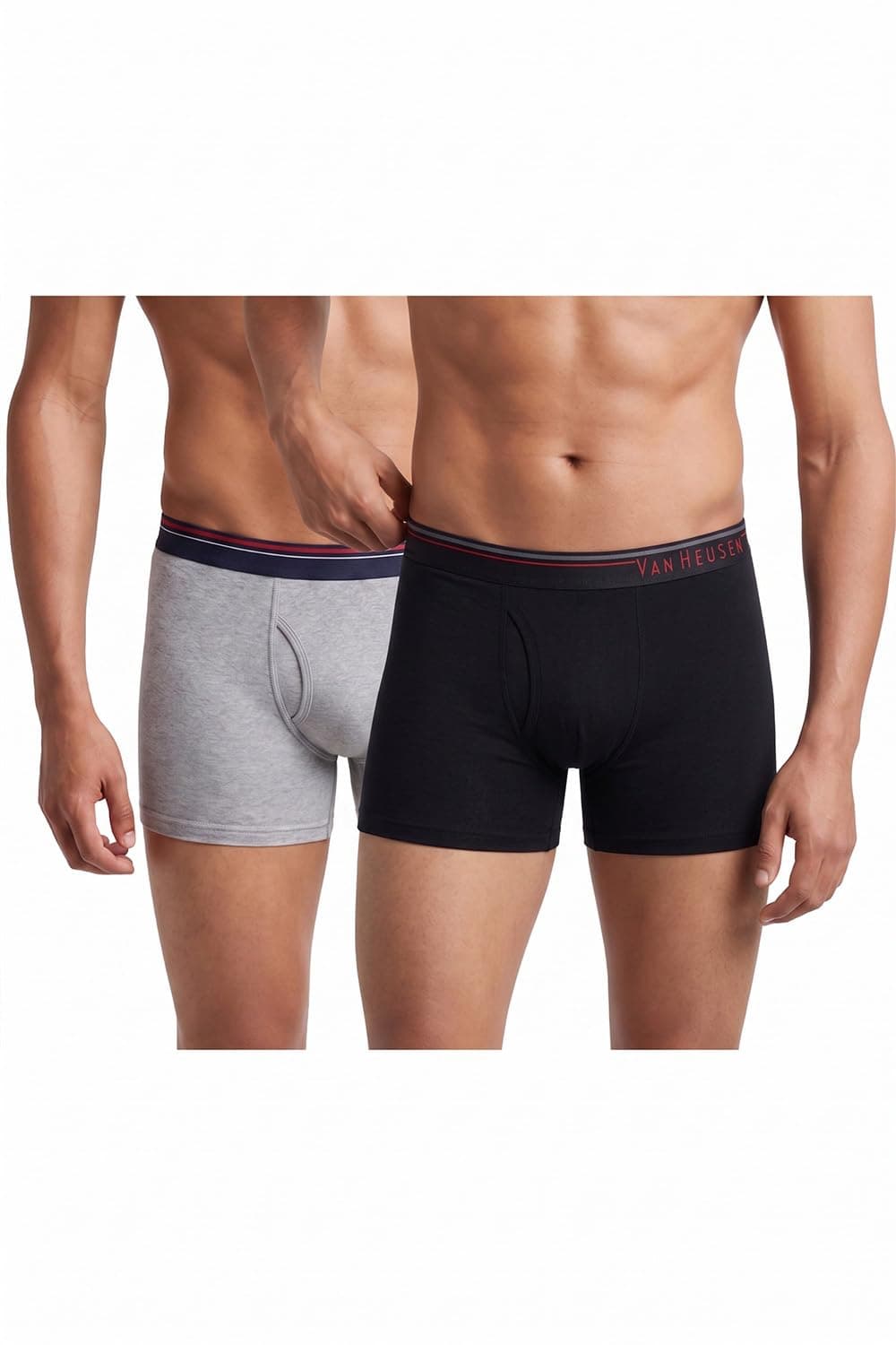 Van Heusen Men Boxer Briefs - 100% Combed Cotton - Pack of 2 - Anti Bacterial, Colour Fresh, Quick Dry_10032_Pure Black,Grey Mel_L