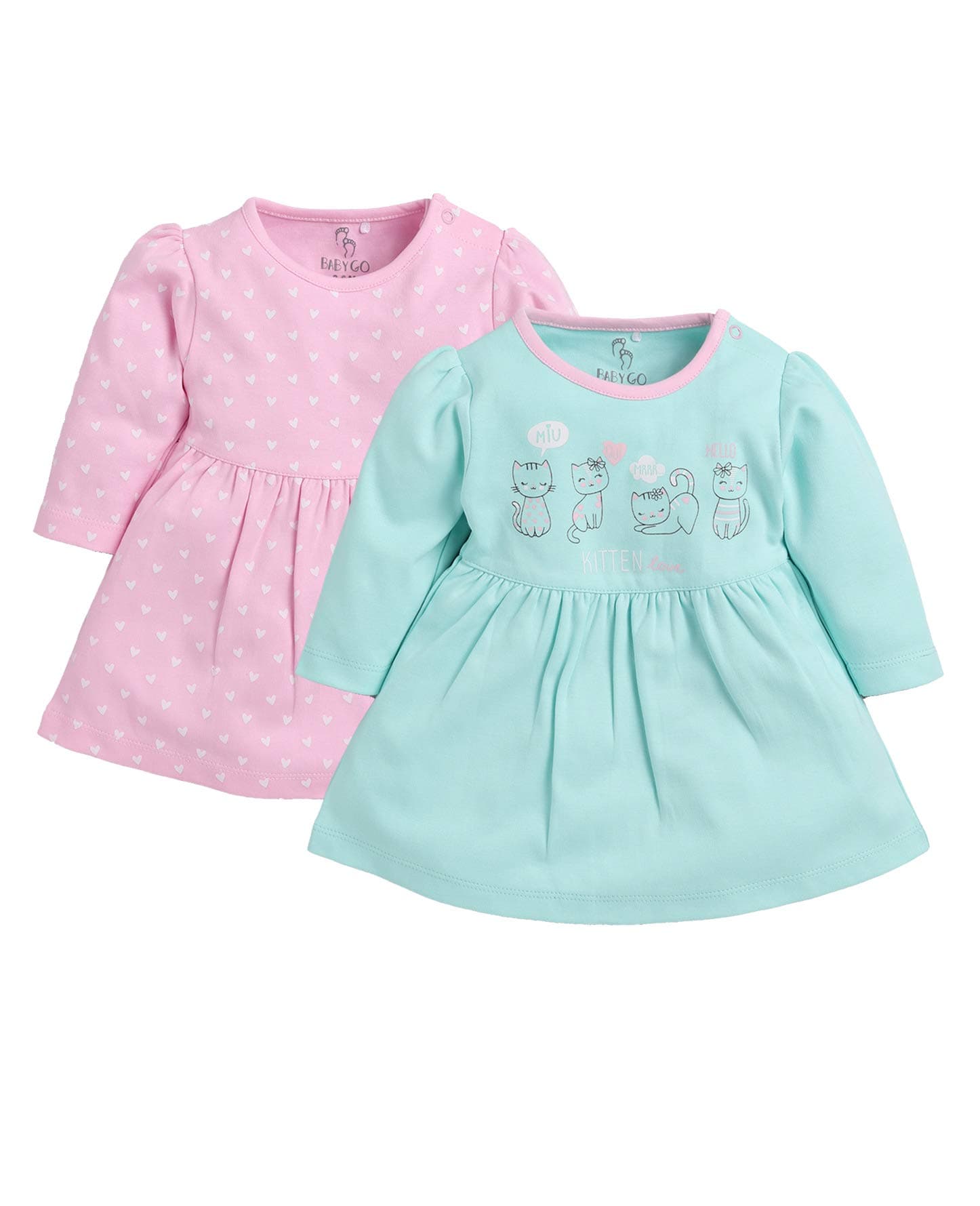 BABYGO Full Sleeve Dresses for Baby Girls(0-3M,PINKK)