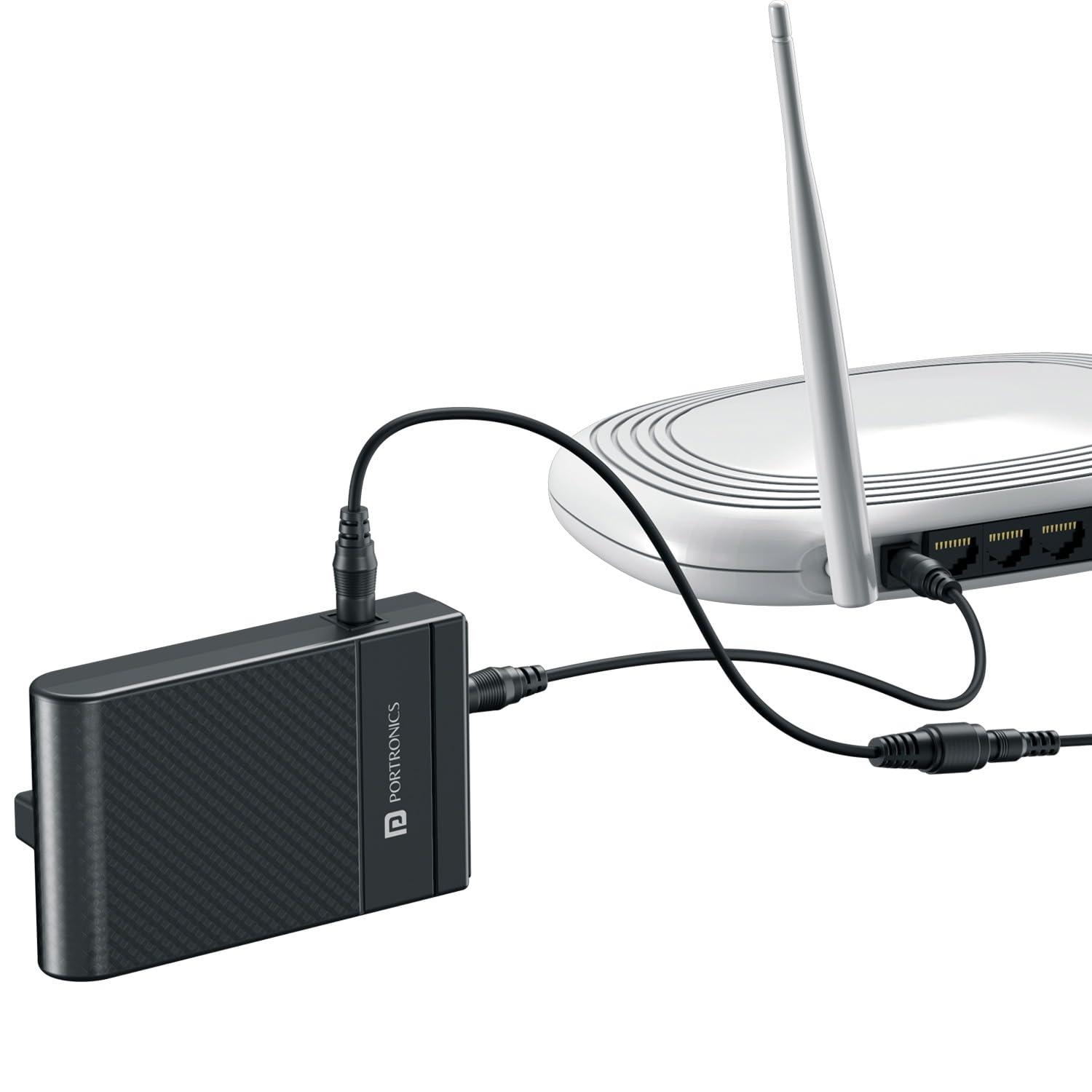 Portronics Power Plus II Mini UPS for 12V-3A WiFi Router Broadband Modem, Backup Upto 4 Hours, Current Surge Protection, UPS Power Backup for WiFi Router Modem During Power Cuts (Black)