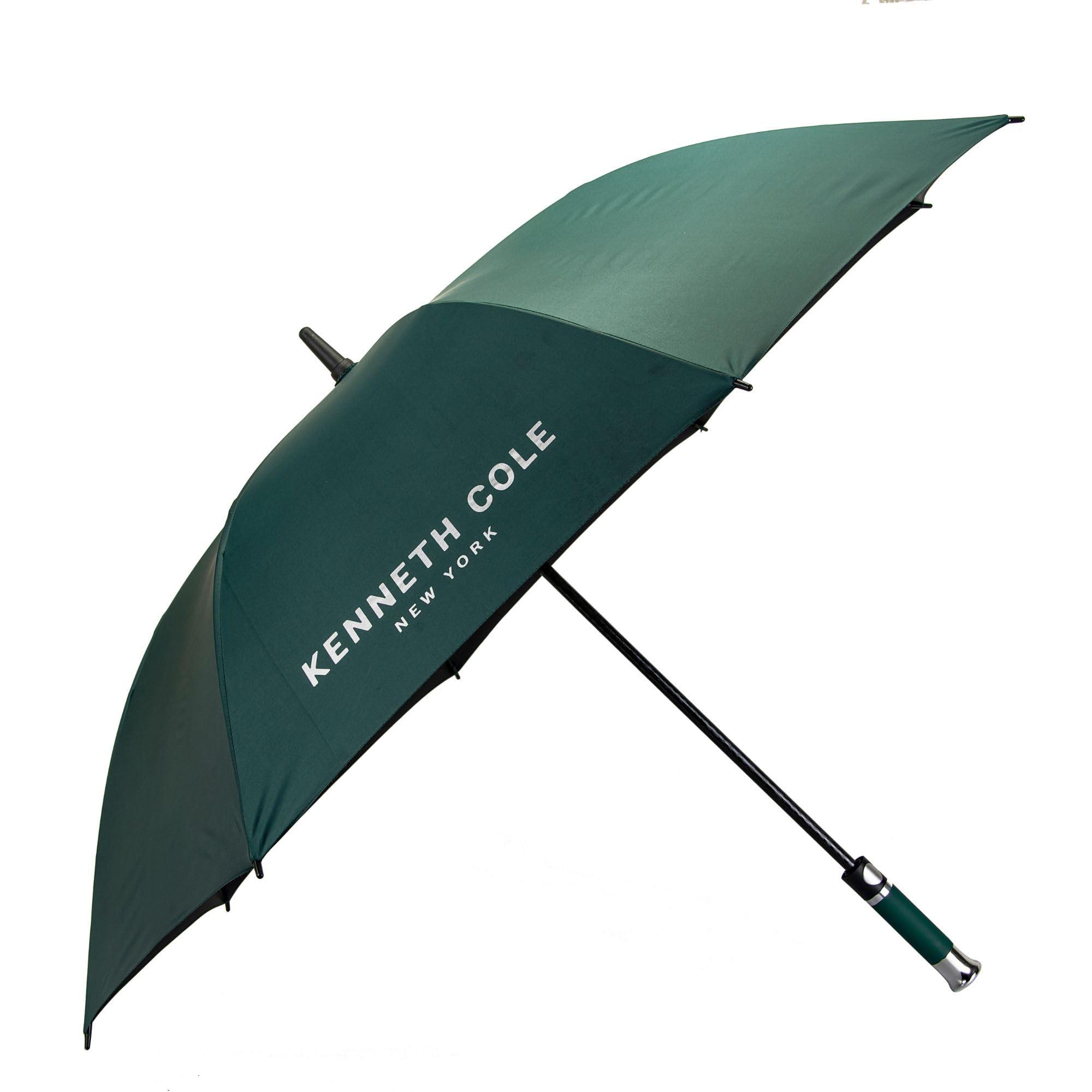 KENNETH COLE New York Folding Umbrella for Men & Women, Auto Open, Lightweight Compact Design, 45.6 Inch Water Resistant Canopy, Portable Travel Umbrella for Rain & Sun, Green - KCUM003GRN