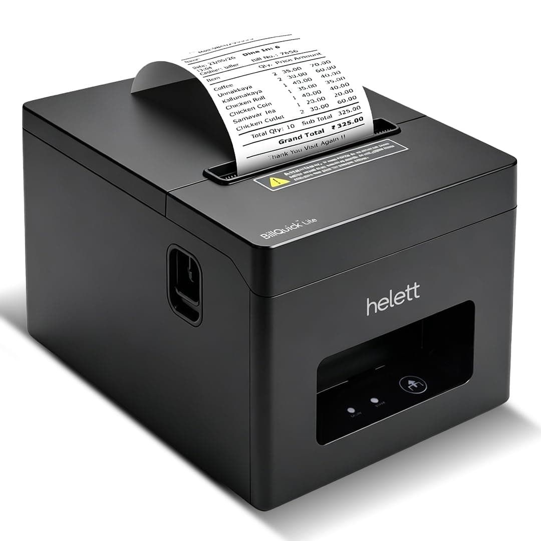 Helett BillQuick™ Lite USB Direct POS Autocut Thermal Receipt Printer 80mm(3inch)Compatible with Windows(PC&Laptop)250mm/s High Speed Printing connect to Cash Drawer 203 DPI Resolution(1Year Warranty)