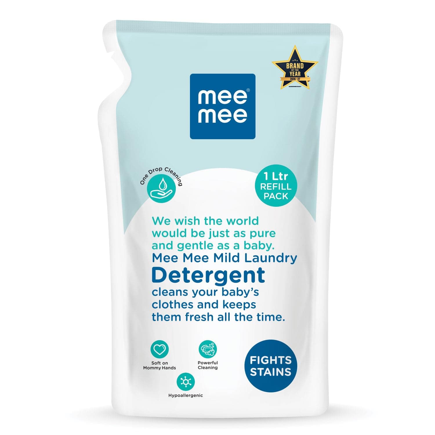 Mee Mee Baby Liquid Detergent 1 L | pH Balanced, Free from Harsh Chemicals, Safe for Mother’s Hands & Baby’s Skin | Anti-Bacterial, Removes Stains & Odor with One Drop, Hypoallergenic | Mild Scent