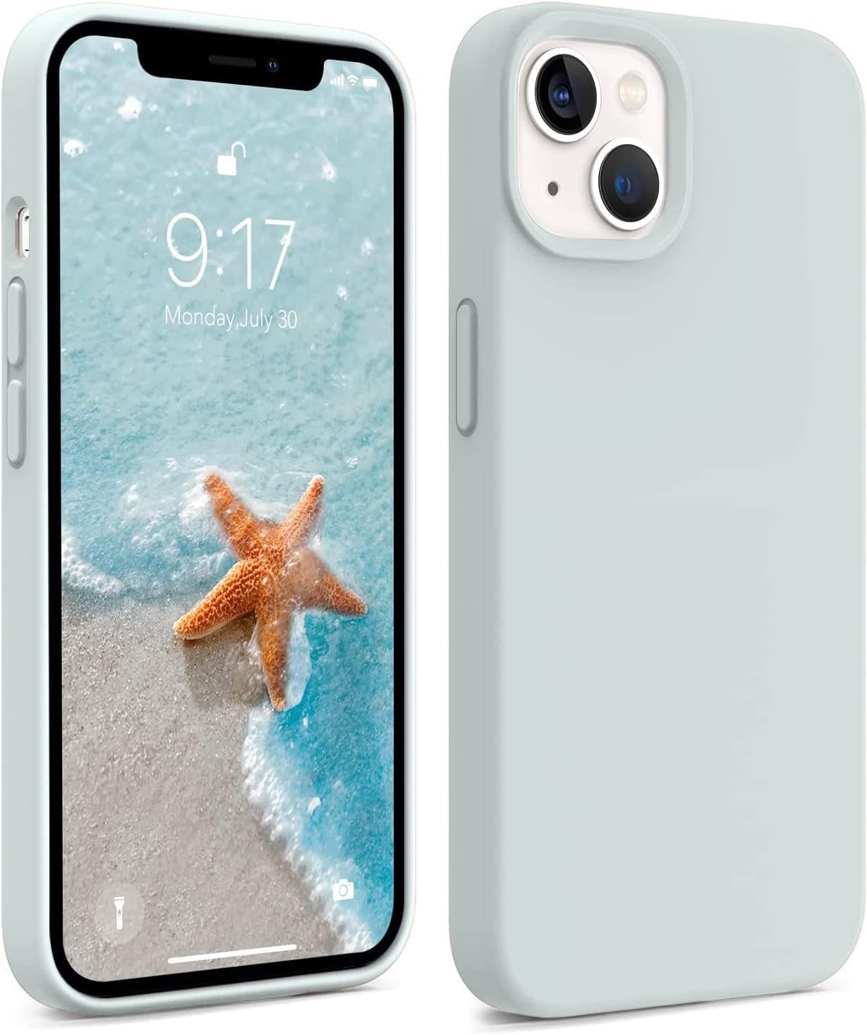 DIZORO® Compatible with iPhone 13 Case, Liquid Silicone Case, Full Body Protective Cover, Shockproof, Slim Phone Case, Anti-Scratch Soft Microfiber Lining, 6.1 inch - SAE Grey