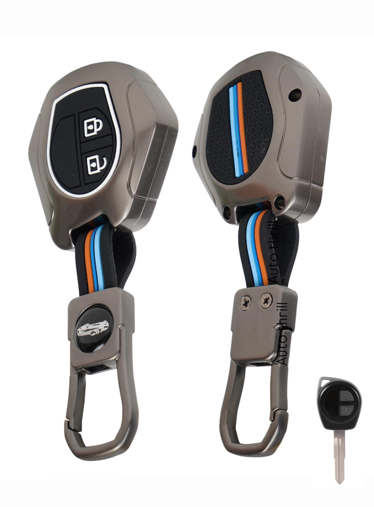 Auto Thrill Premium Metal Key Cover Compatible for Suzuki Swift | Ertiga | Wagonr | Celerio | Swift Dzire | Alto | Fronx | Brezza | S Presso | Ignis | 2 Button Remote Key