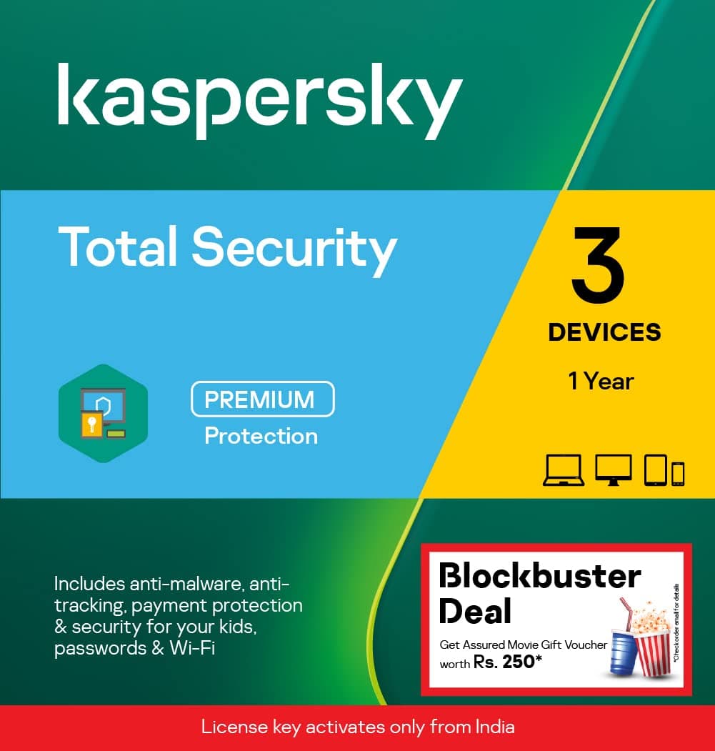 Kaspersky | Total Security | 3 Devices | 1 Year | Email Delivery in 1 Hour - No CD