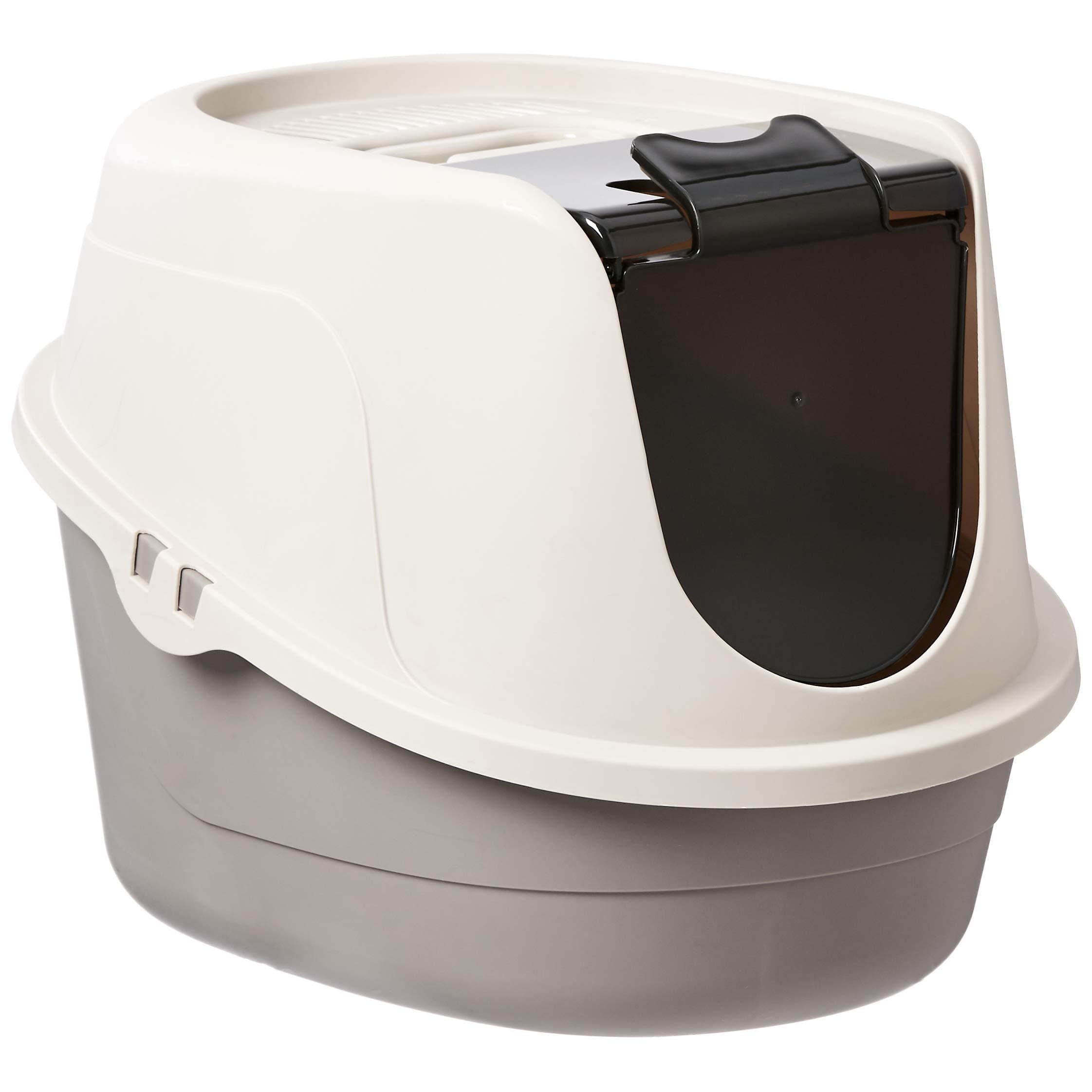 Amazon Basics No-Mess Enclosed Hooded Cat Litter Box, Standard, Multicolor, 21L x 16W x 15H inch (53Lx41Bx38H Cm)