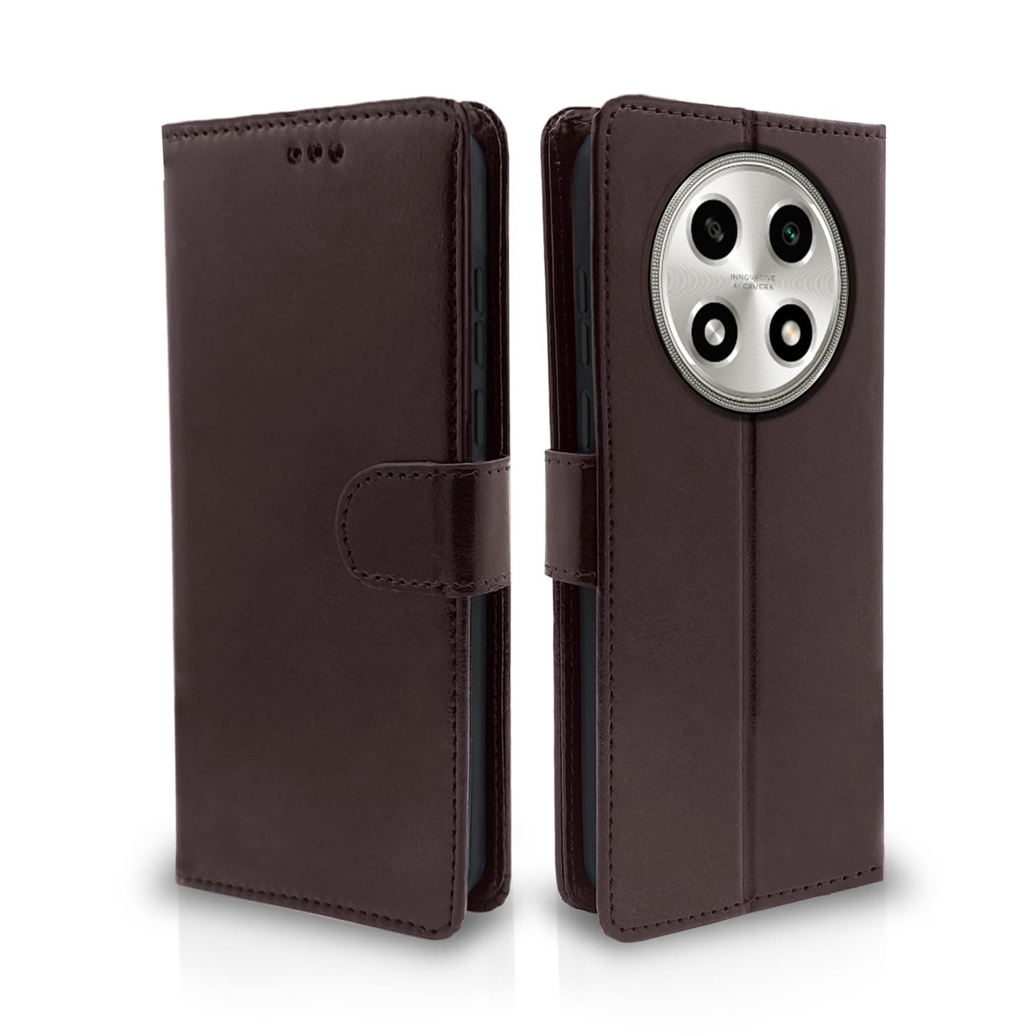 Pikkme Oppo A2 Pro 5G Flip Cover Leather Finish | Inside TPU with Card Pockets | Wallet Stand and Shock Proof | Complete Protection Flip Case (Coffee)