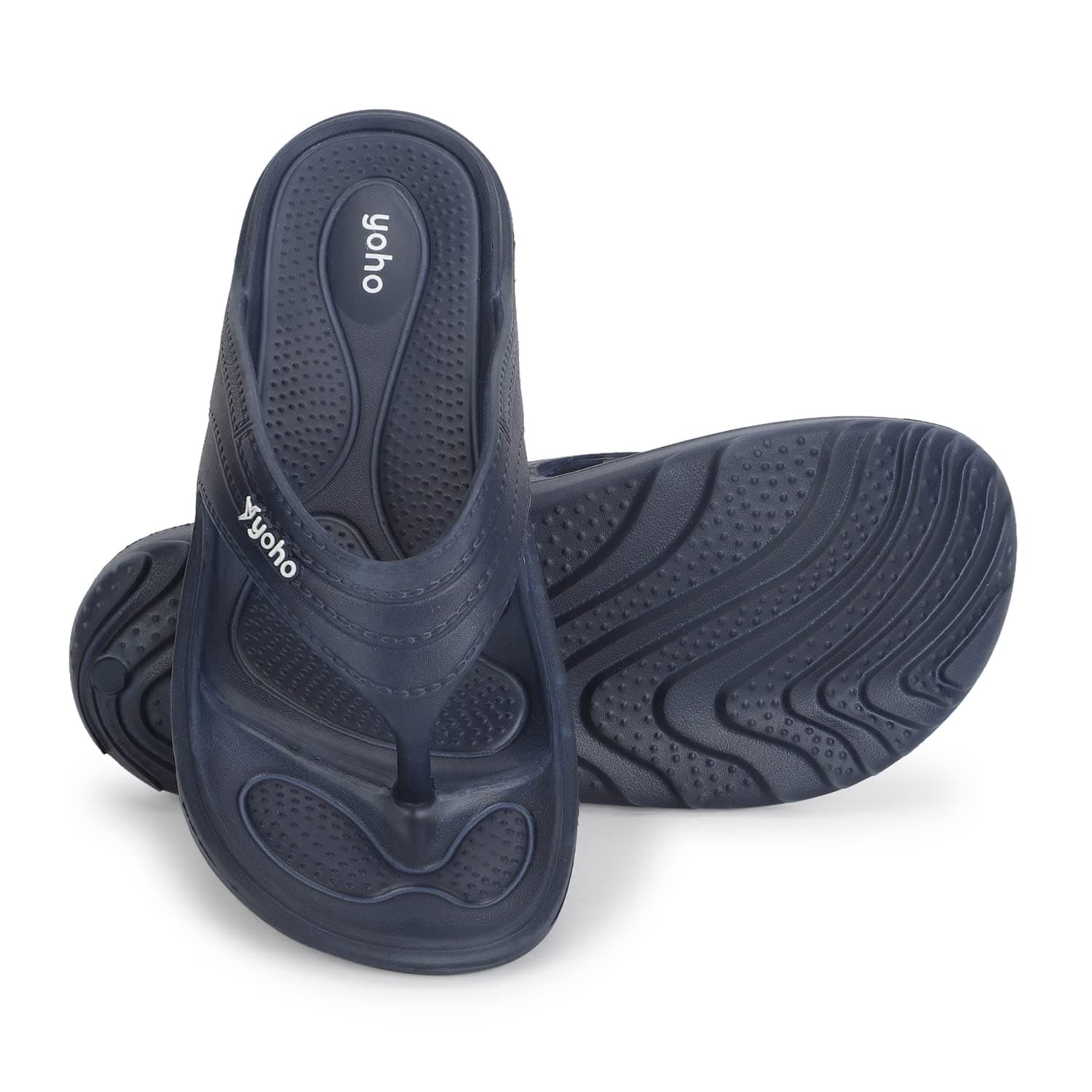 Yoho Drizzle Soft Slippers for Women, Mild Acupressure, Lightweight, Anti Skid & Slip, Diabetic Footwear for Woman, Home Wear Bathroom Chappal for ladies | Waterproof Monsoon & Rainy Footwear | Mystery Blue - UK 6