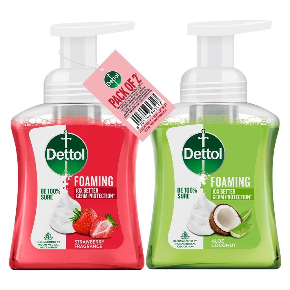 Dettol Aloe Coconut & Strawberry Foaming Handwash Pump 250ml (Pack of 2)