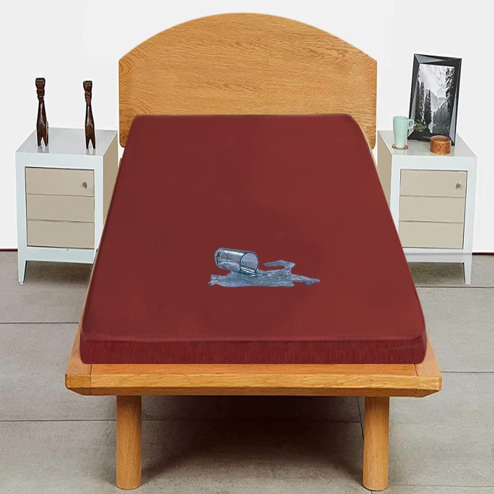 Trance Cotton Feel Terry Ultra Soft Waterproof Mattress Protector | Breathable - Hypoallergenic Mattresses Cover (78x36 inch | 6.5x3 feet, Maroon - Pack of 1)