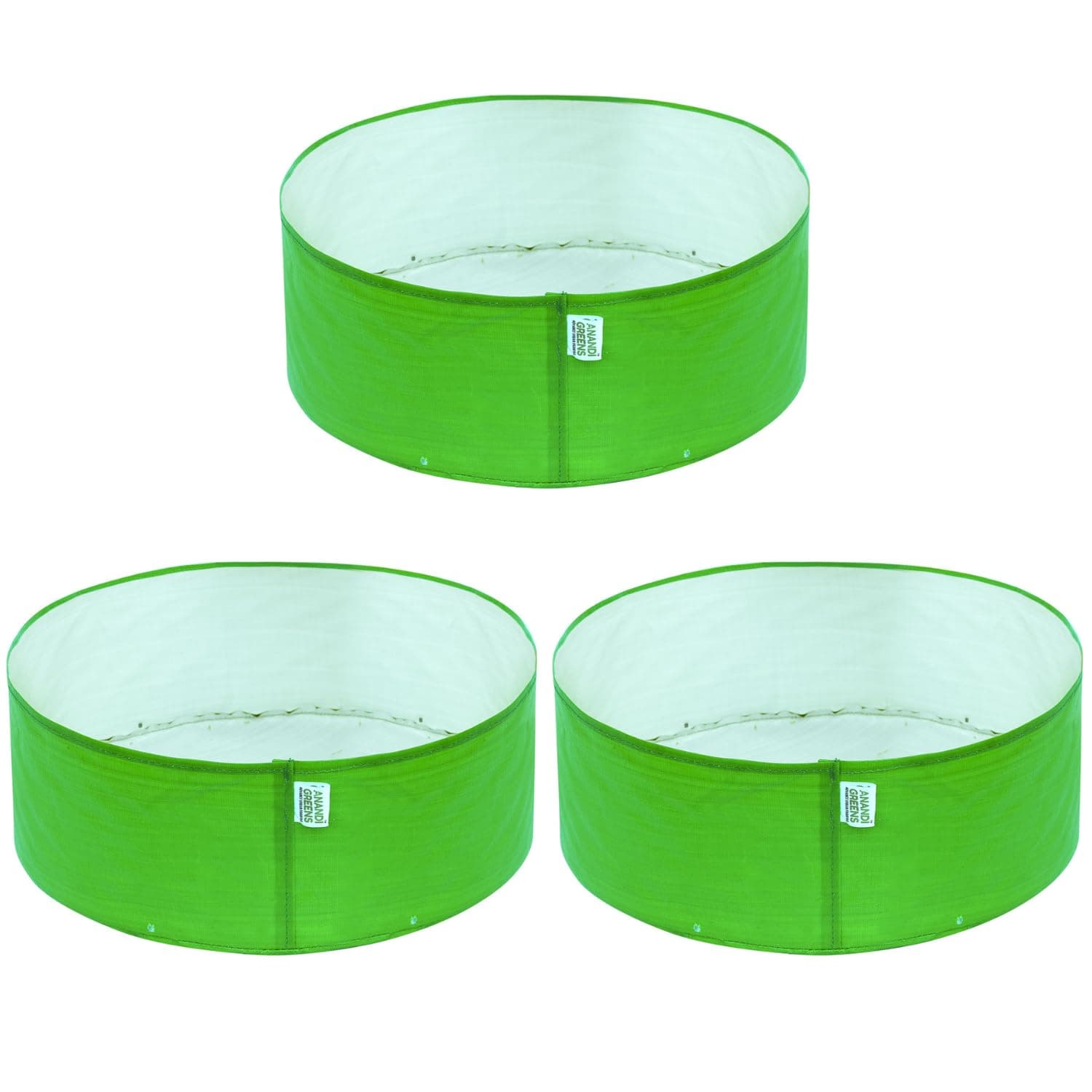 Anandi Green's HDPE UV-Protected 260 GSM Round Green Colour Plant Bags Suitable for Terrace and Vegetable Gardening 18x9 INCH Pack of 3 Plant Bags.