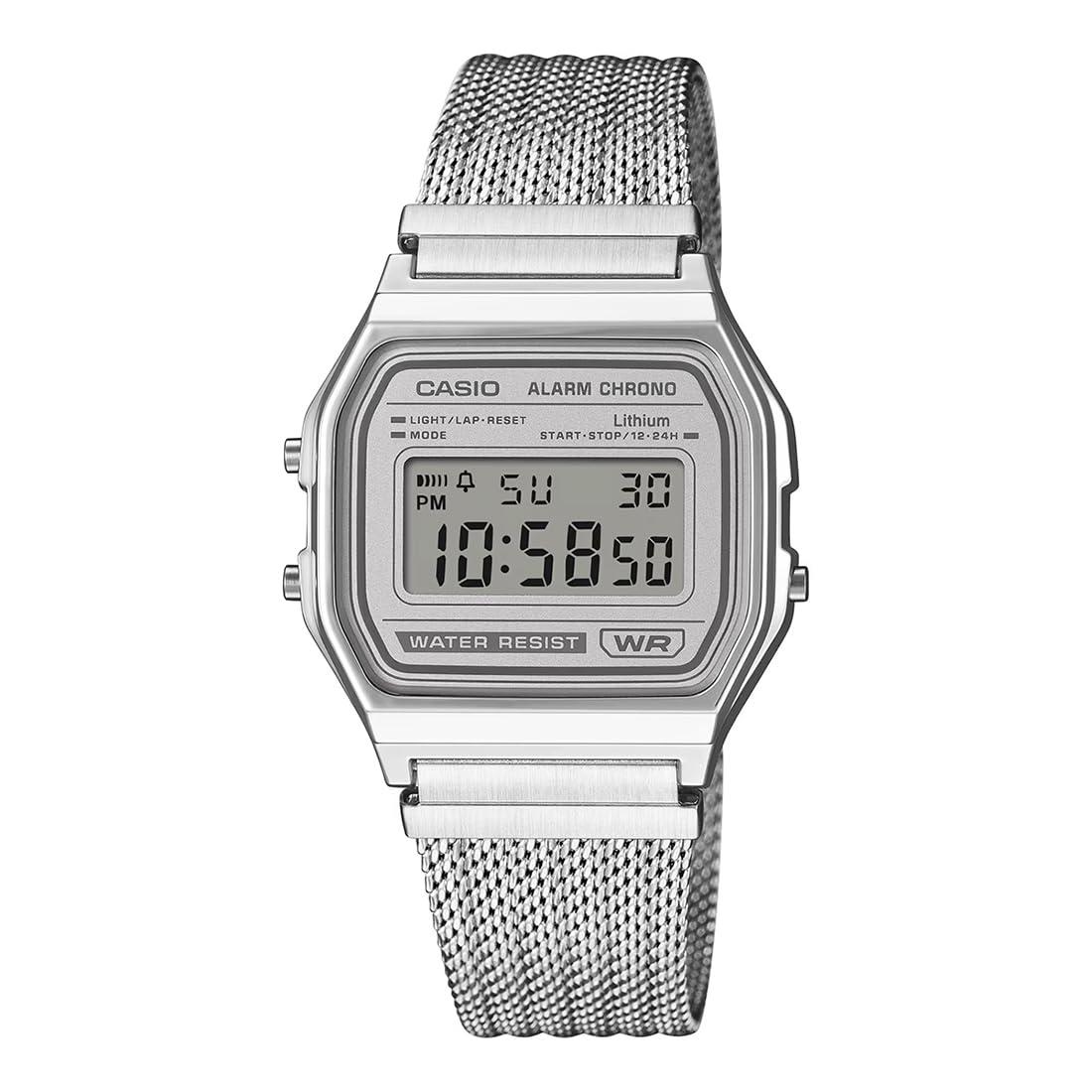 Casio Vintage A158WEM-7DF Digital Light Gray Watch Unisex (D414)