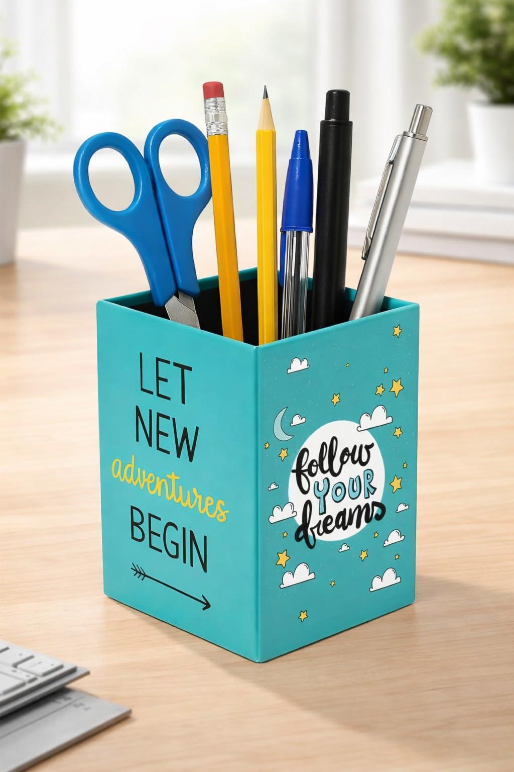Sumiko motivational Pen Stand holder Size: 4 x 2.75 inch | Desk Organizer PEn Pencil Holder for Office and Home Decor
