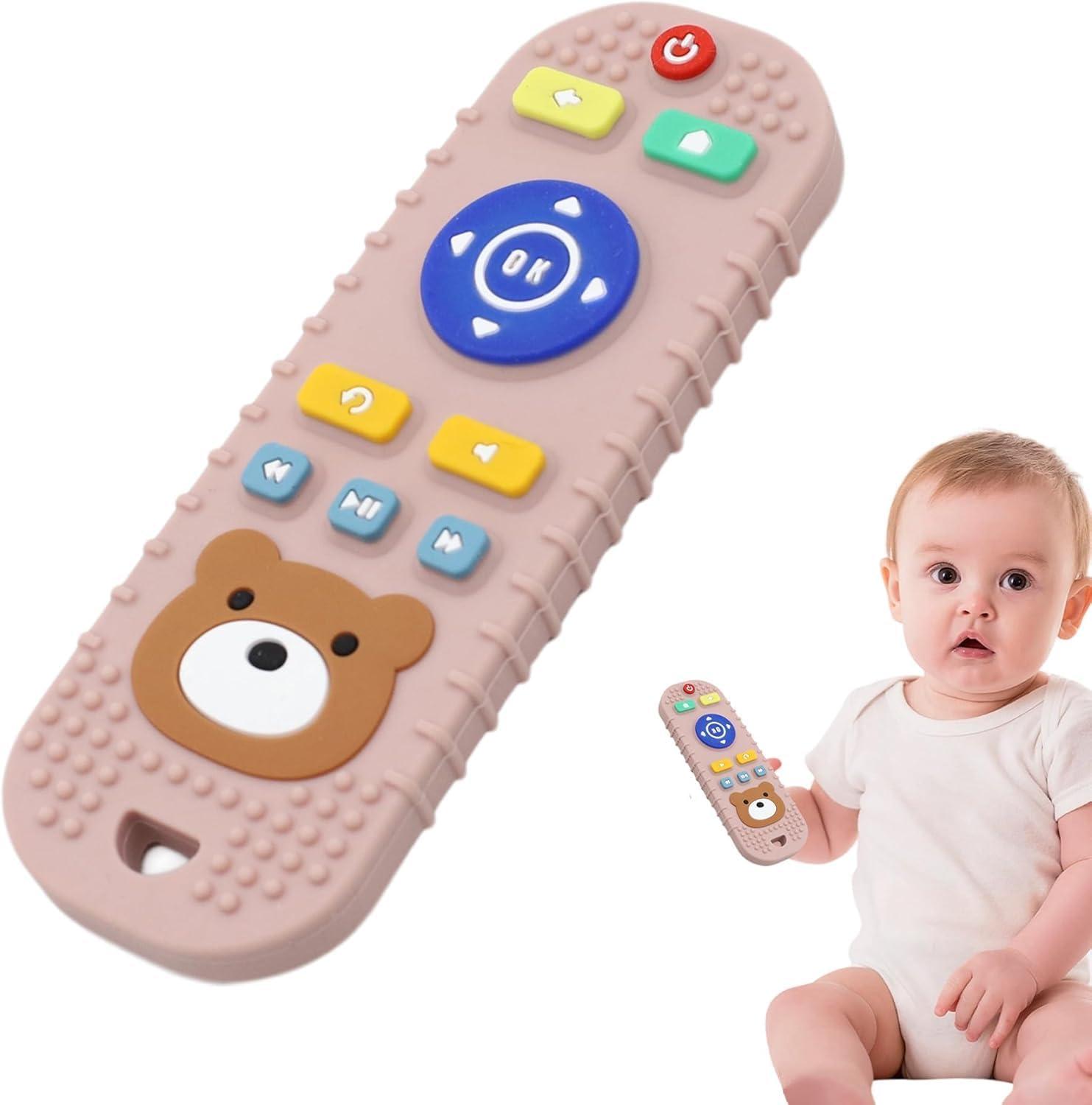 Remote Control Shaped Teether for 6 to 12 Months Baby, Helps Biting Skills Development, Colour & Shape Recognition, Teething Toys for Babies and Toddlers (Remote Pink)