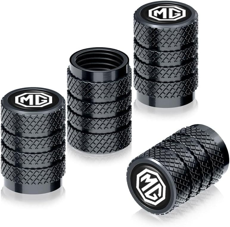 Greenworld Premium Black Metal Car Tyre Valve Cap Stem Compatible with Hector Astor Gloster