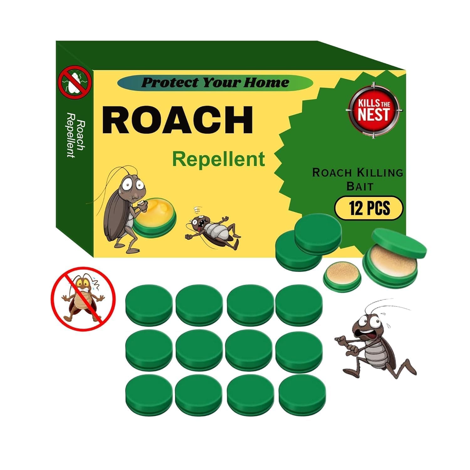 Cockroach Killer Bait Gel for Home – Natural Plant-Based Roach Control with Bait Stations – Odorless & Mess-Free Cockroach Repellent for Kitchen, Bathroom & Cabinets (1) (2) (18)