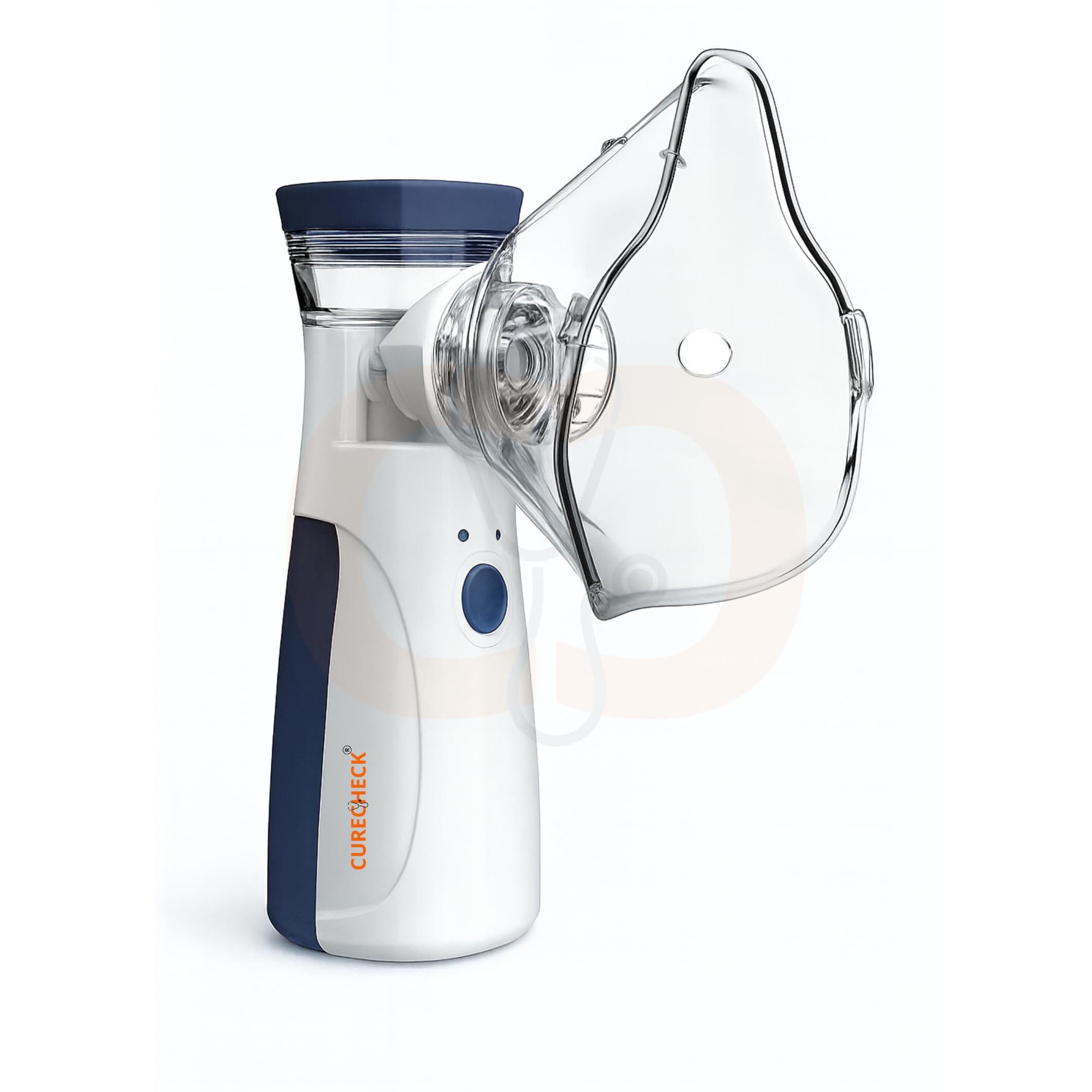 CURECHECK Portable Mesh Nebulizer & Humidifier for Baby & Adults | Handheld Personal Nebulizer to Treat Respiratory Conditions & Maintain Lung Health | Travel Friendly | Lightweight | Rechargeable with USB