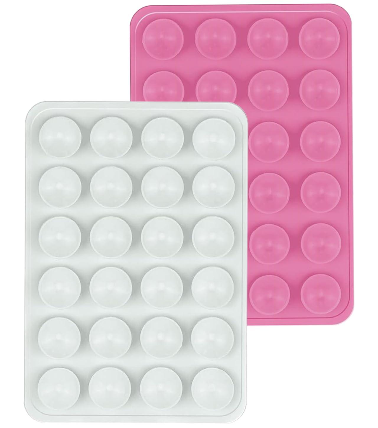 CERLINK Suction Phone Case Grip for Mobile Phone, Silicone Adhesive Sticker 24 Cup Strong Gripper Compatible with Mirror,Marble,Glass (White,Pink)