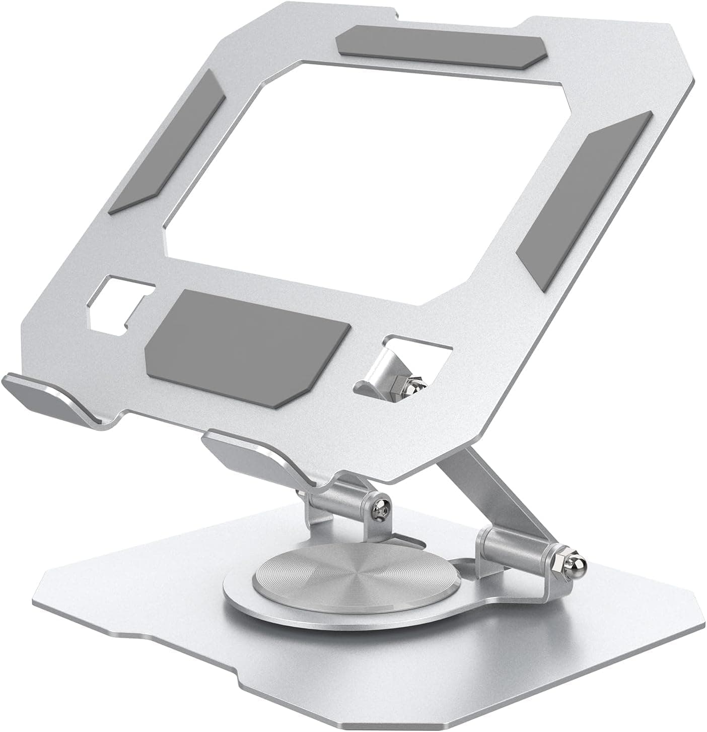 EDNITA Aluminium Tablet Stand Holder with 360° Rotating Base, Multi Angle Adjustments Compatible for iPad Pro 12.9 | 11 | 10.9 | 10.2 | Air | Mini, Samsung Galaxy Tab, Lenovo Pad -Silver