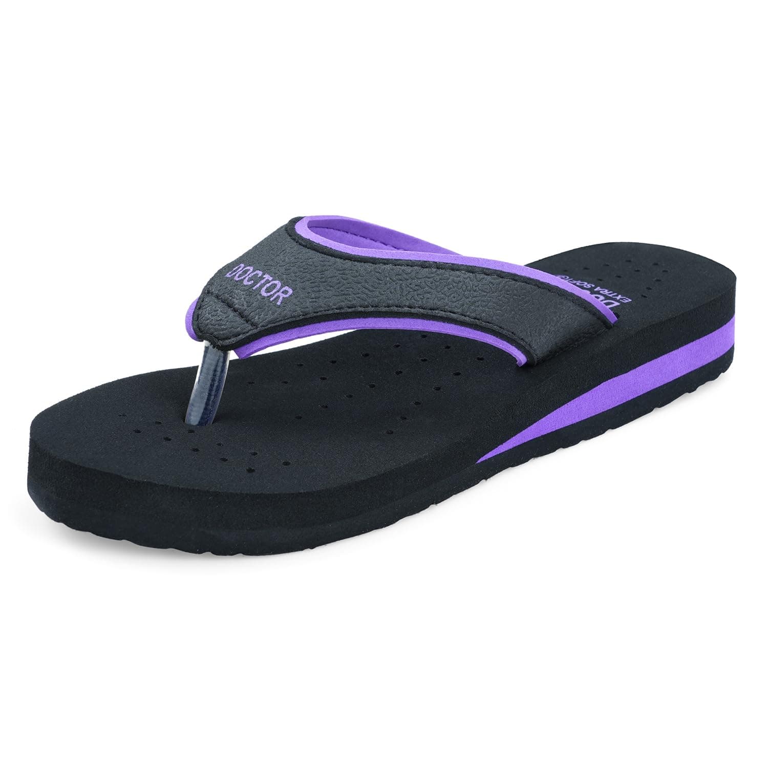 DOCTOR EXTRA SOFT Care Diabetic Orthopedic Pregnancy Flat Super Comfort Dr Flipflops and House Slippers For Women's and Girl's D-18-Purple-8 UK