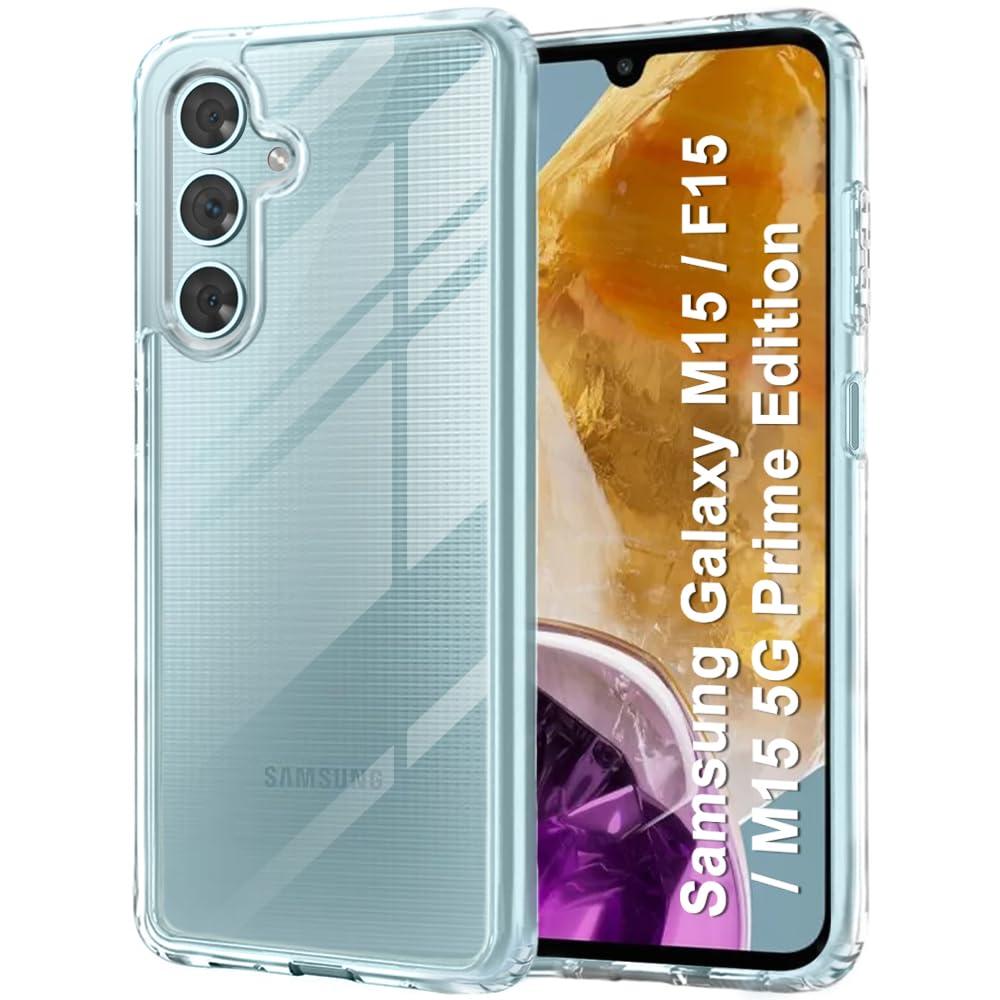 TheGiftKart Ultra-Hybrid Crystal Clear Back Case Cover for Samsung Galaxy M15 / F15 / M15 5G Prime Edition | Shockproof Design | Hard Back Cover for Samsung M15 / F15 / M15 PE (PC & TPU, Transparent)