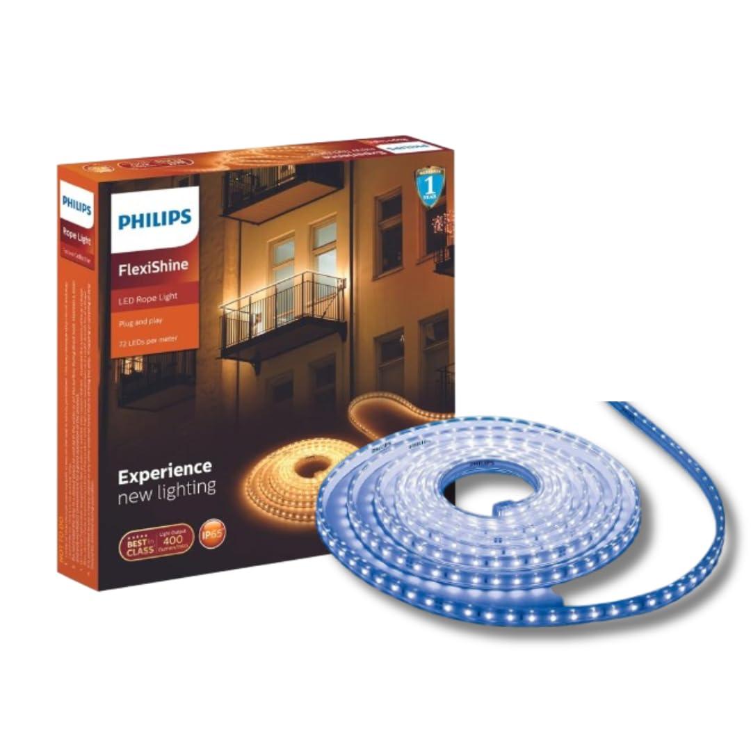 PHILIPS FlexiShine 5 Meter Plug n Play LED Rope Light (Blue) - Waterproof (IP65 Rated) and Flexible