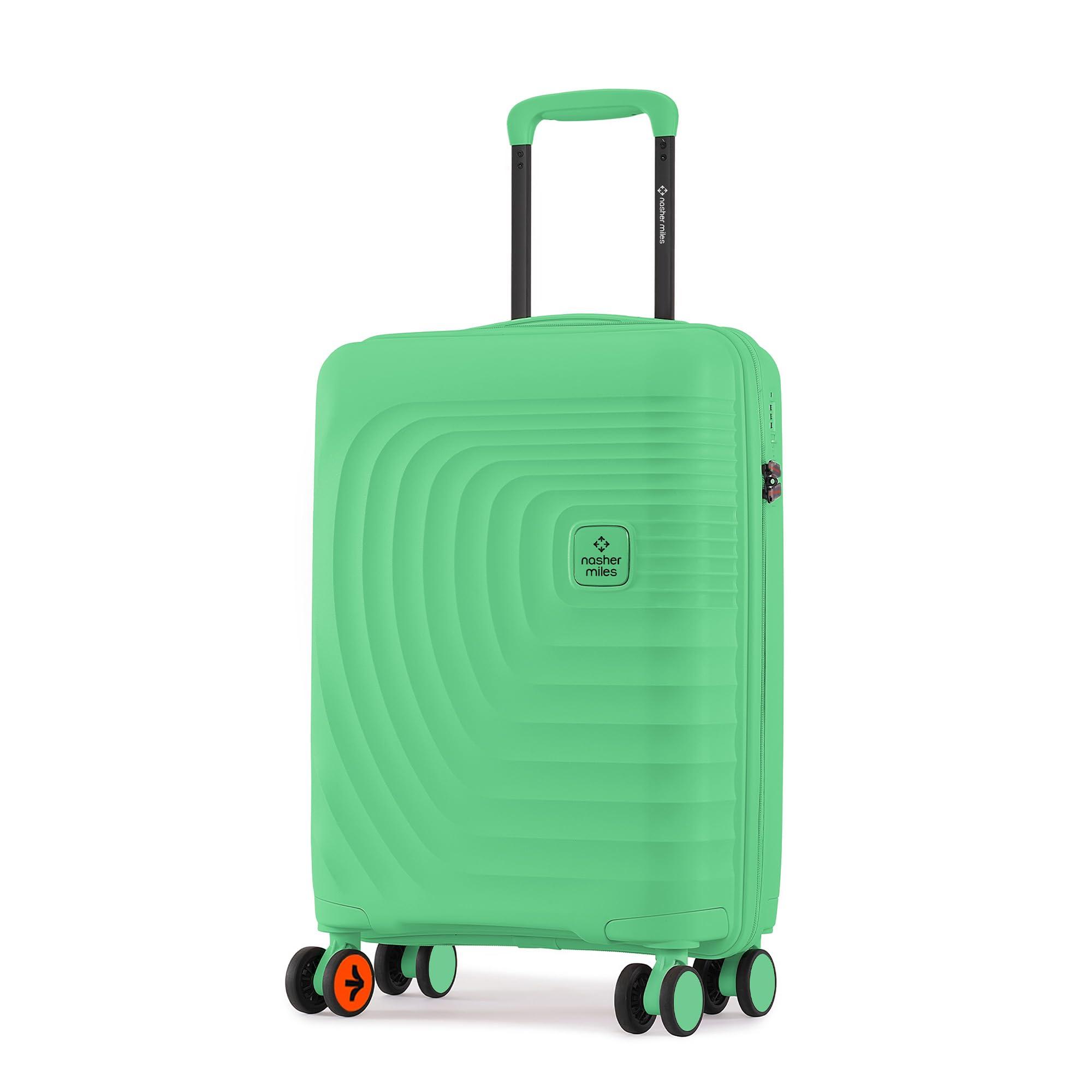 Nasher Miles Boston Hard-Sided Polypropylene Cabin Luggage Summer Green 20 Inch |55 Cm 8 Spinner Wheels Trolley Bag Suitcase