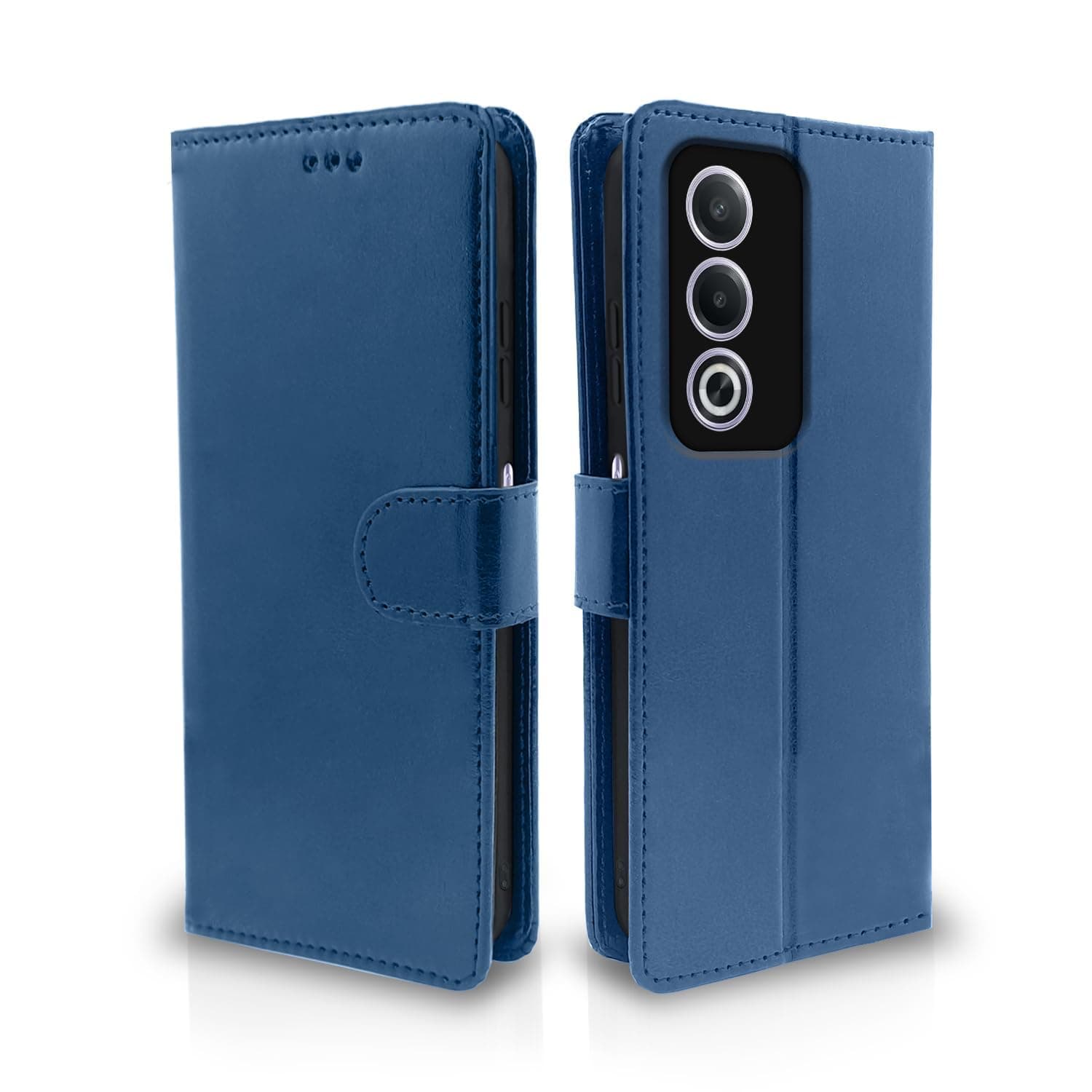 Pikkme Flip Cover for Oppo A3 Pro 5G | Leather Finish | Shockproof with Card Pockets & Wallet Stand | Ultimate Protection Case (Blue)