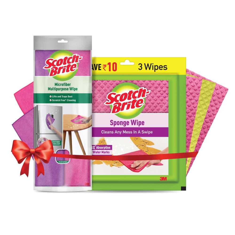Scotch-Brite Microfiber Multipurpose Wipe 2N and Scotch-Brite Sponge Wipe 3N Resusable Kitchen Cleaning