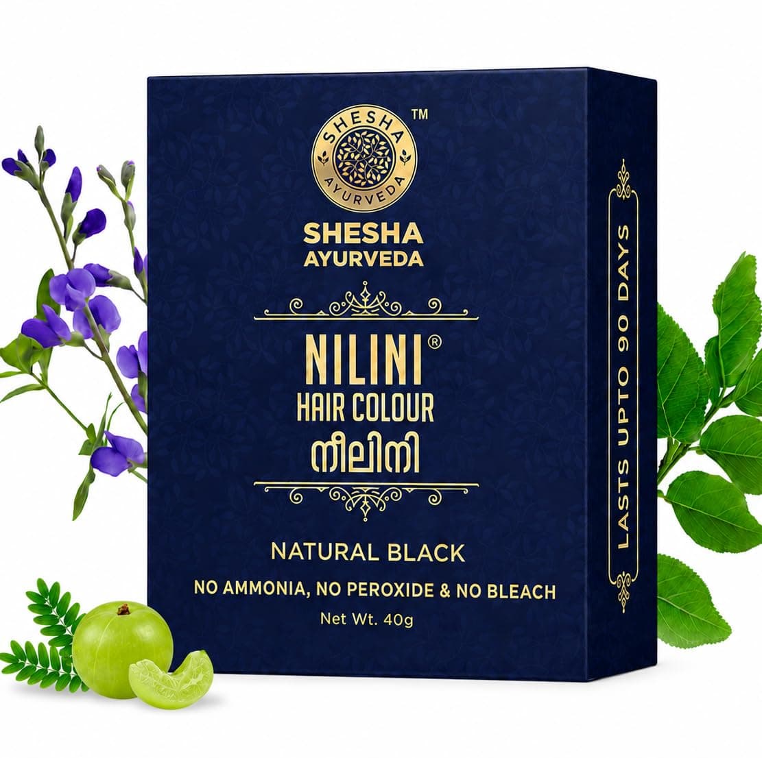 SHESHA AYURVEDA Nilini Hair Colour - Ayurvedic, No Ammonia, No Peroxide, No Perborates, No Bleach,Natural Black Colour (40g)
