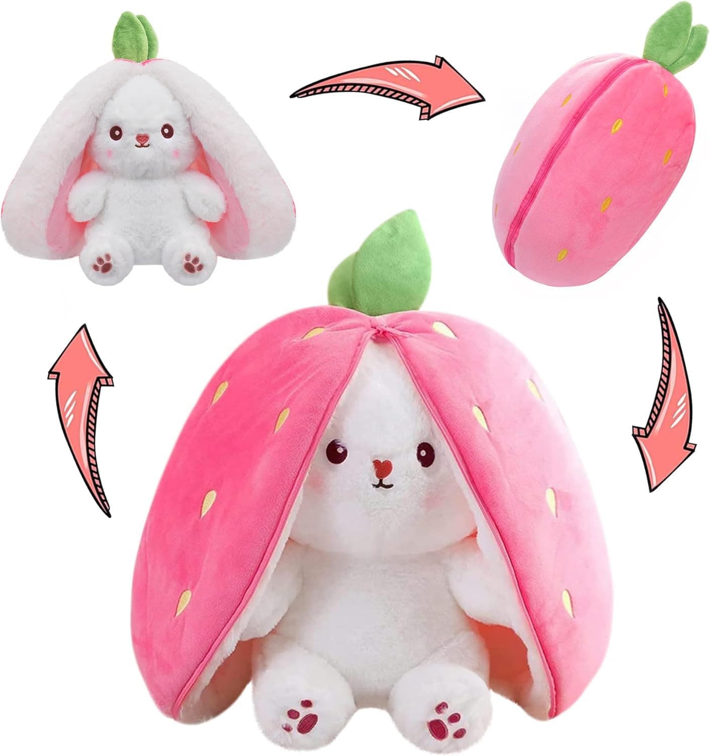 Babique Reversible Bunny Rabbit with Chain Stuffed Plush Animal | Teddy Bear Soft Toy |Ideal for Birthdays & Special Occasions Girls/Boys, Baby Kids -Pink, 30Cm