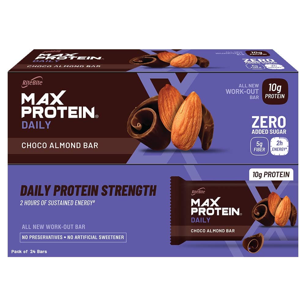 Ritebite Max Protein Daily Choco Almond Bars 1200g Pack of 24 (50g x 24)