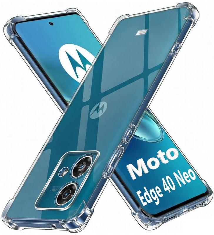 Lustree Back Cover Transparent Case Compatible with Motorola Edge 40 Neo | Clear + TPU Case with 4 Corner Air Cushion Protection & Camera Protection | Slim& Stylus Cover