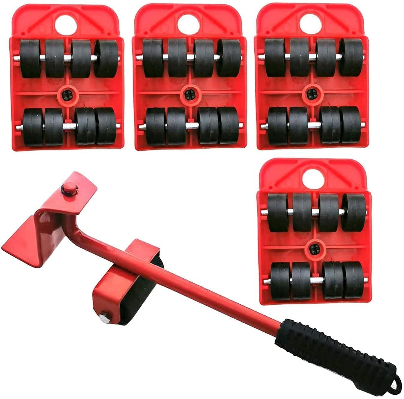 Heavy Furniture Mover Lifter Shifting Tool Set with 4 Roller Pads, 360° Rotating Furniture Moving Wheels, Lever Lifter for Sofa, Bed, Wardrobe, Cabinet, Refrigerator, Washing Machine & Home