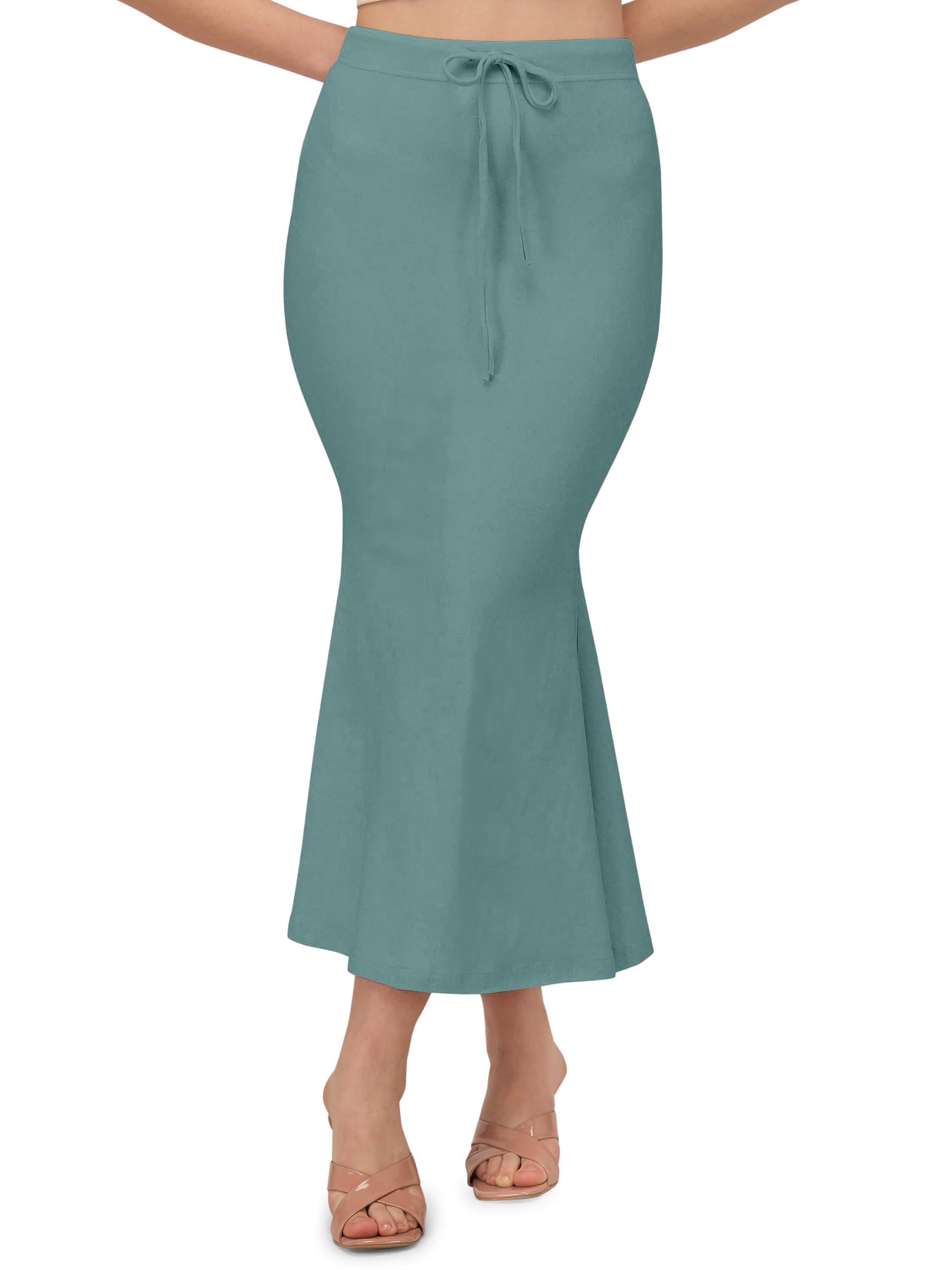Mehrang Stretchable Saree Shapewear Petticoat for Women, Cotton Blended,Petticoat,Skirts for Women,Shape Wear Dress for Saree (in, Alpha, M, Regular, SAGEGREEN)