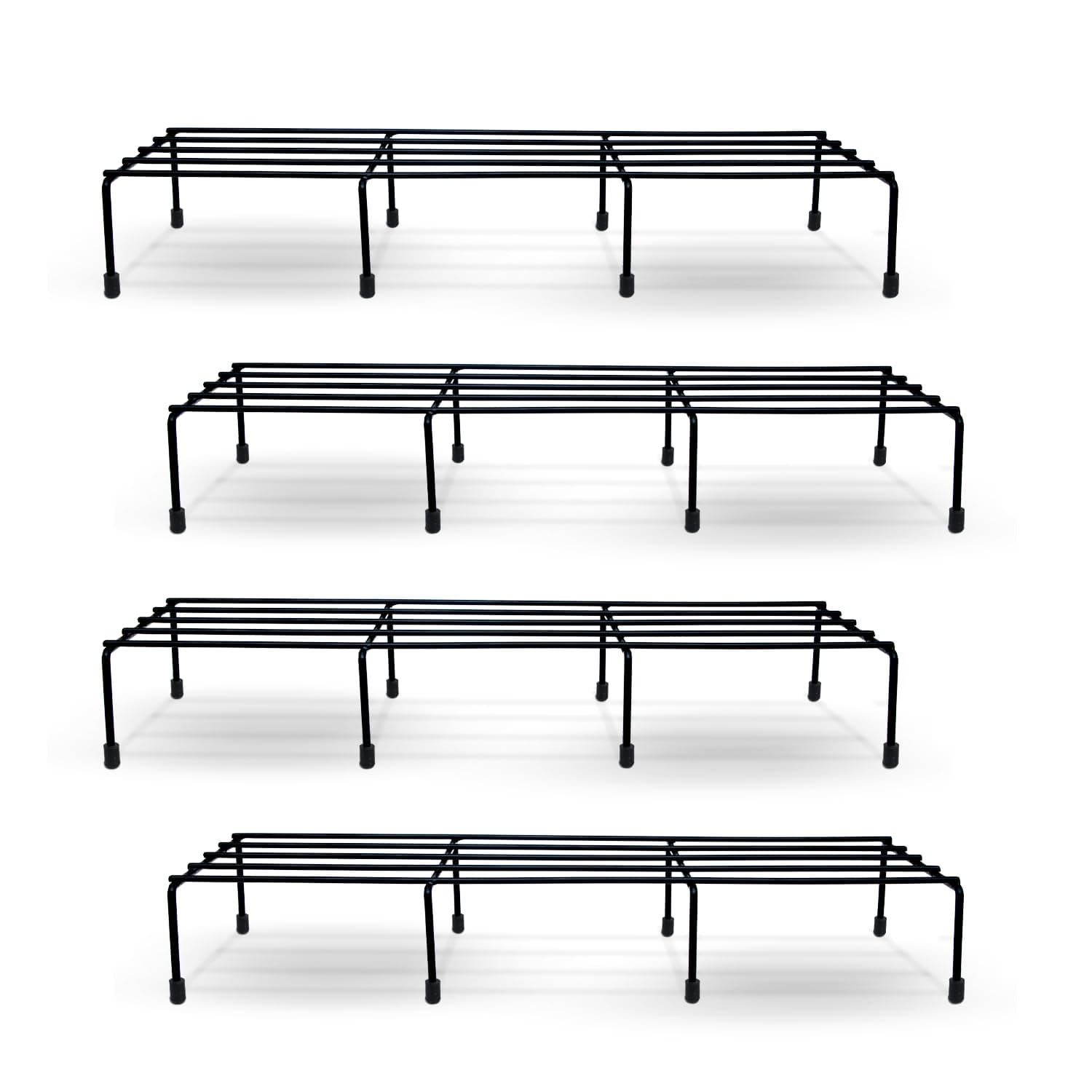 BonKaso Premium Rectangular Anti-Rust Metal Plant Stand Set (Pack of 4) - Stylish Black Stands for Indoor, Outdoor, and Balcony Use